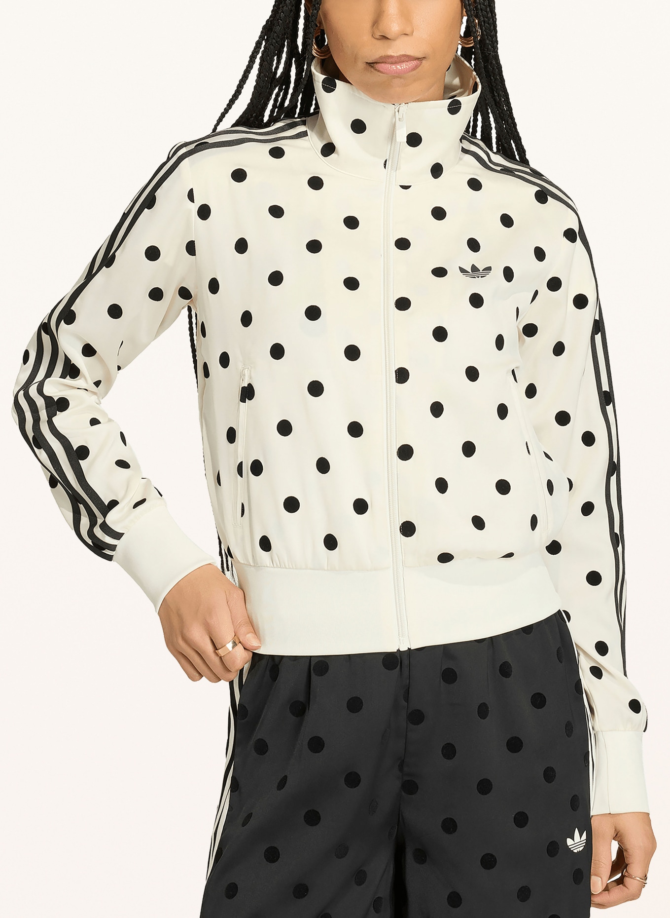 adidas Originals Satijnen jasje SATIN POLKA DOTS: WIT / ZWART