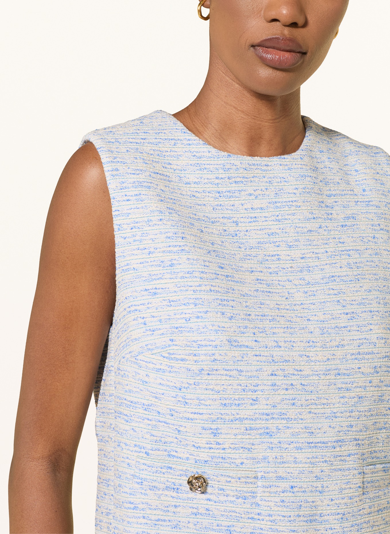 TED BAKER Bouclé-Top ACADIEP mit Glitzergarn: BLAU / WEISS