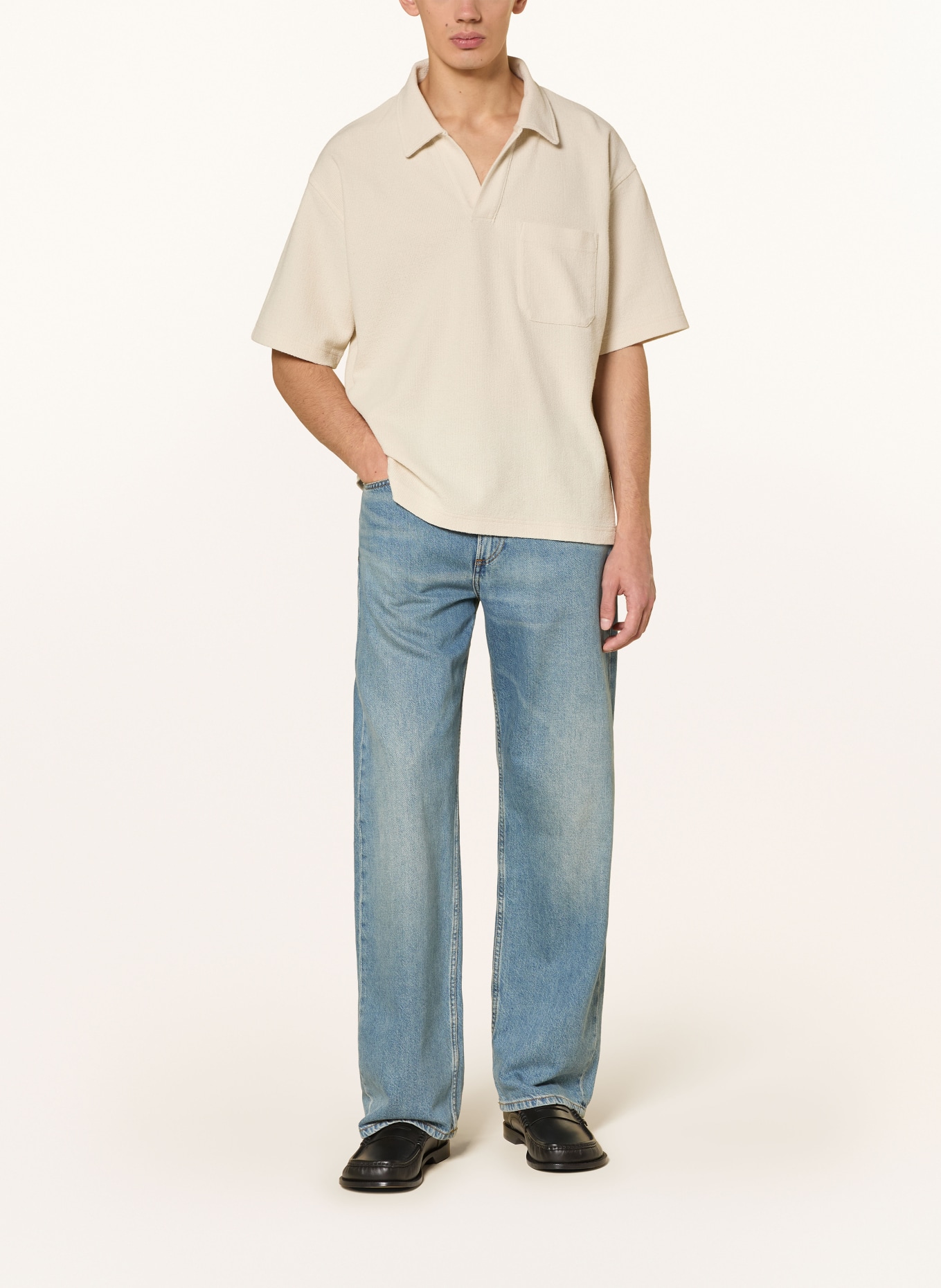 FRAME Terry cloth polo shirt: BEIGE