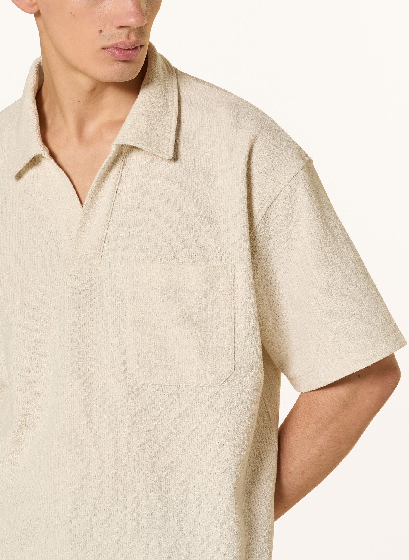 FRAME Terry cloth polo shirt: BEIGE