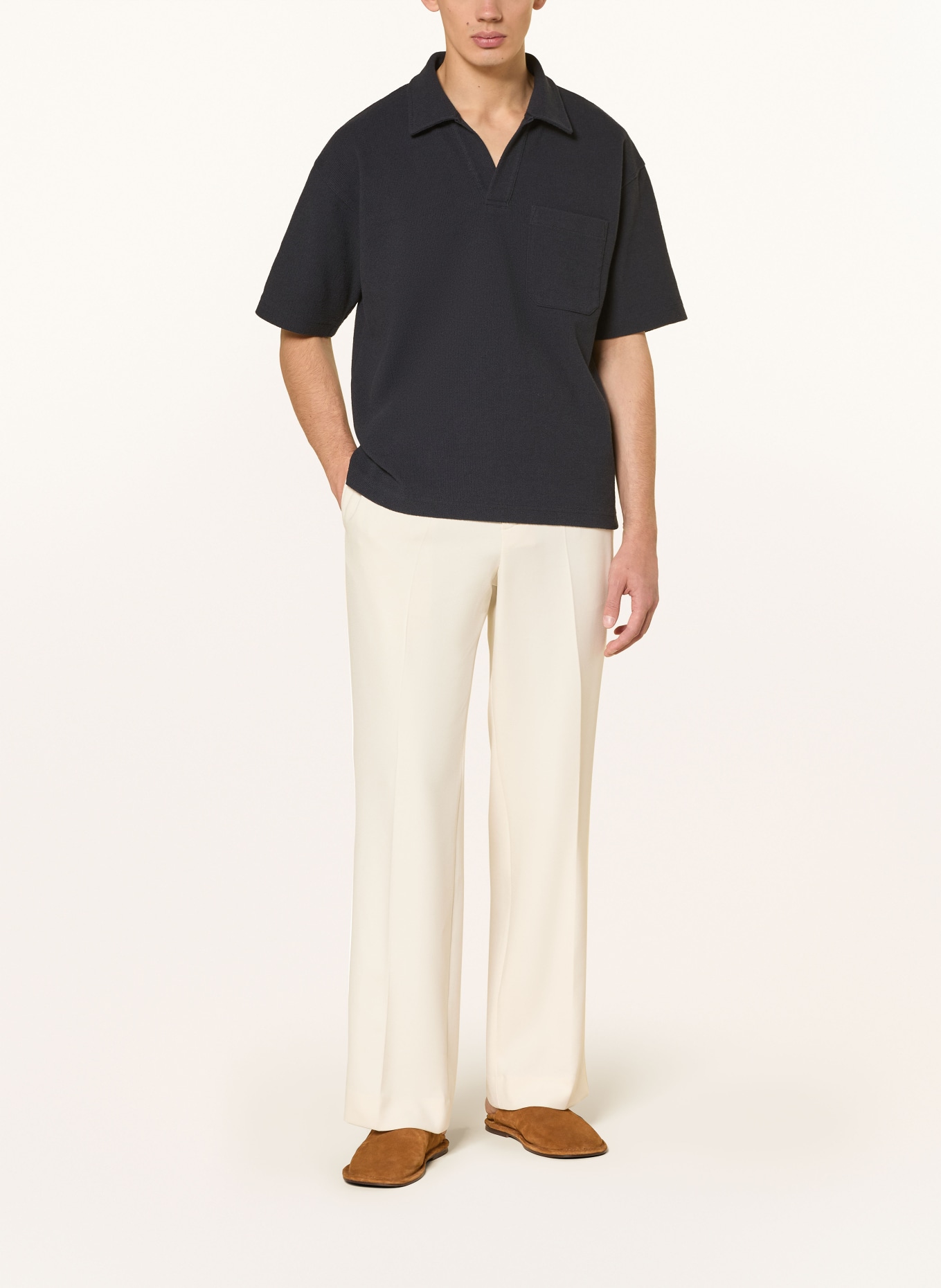 FRAME Terry cloth polo shirt: DARK BLUE