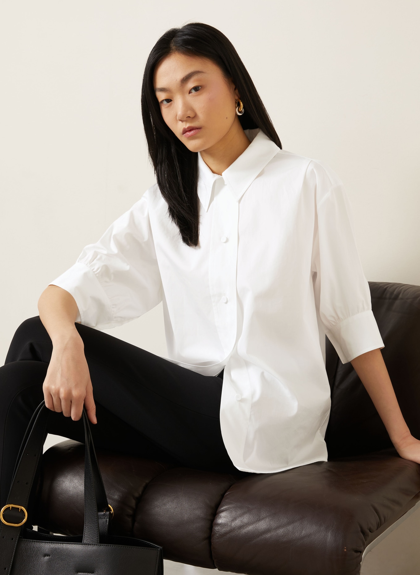 JIL SANDER Hemdbluse mit 3/4-Arm: WEISS