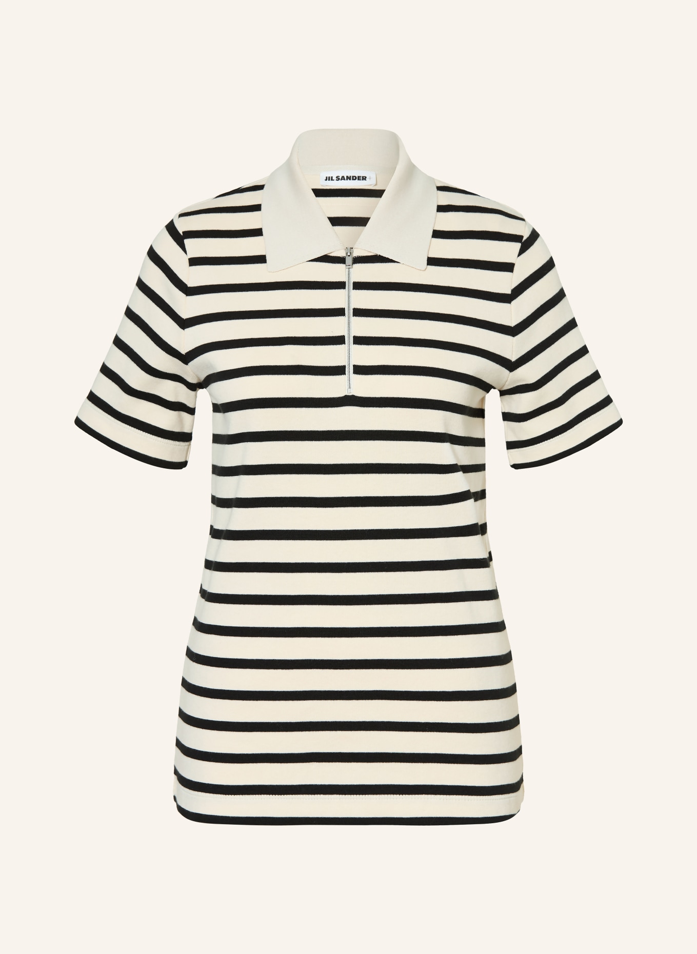 JIL SANDER Polo en maille: NOIR / ÉCRU