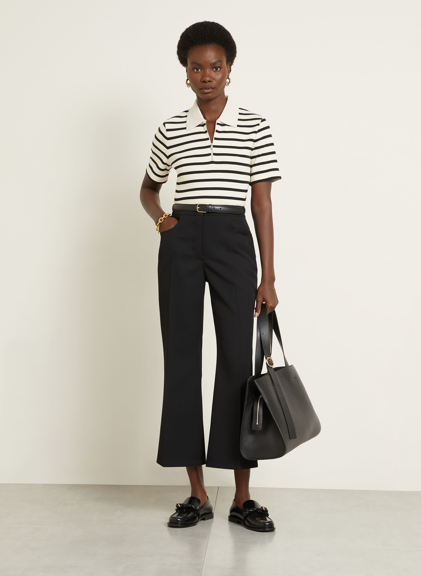 JIL SANDER Polo en maille: NOIR / ÉCRU