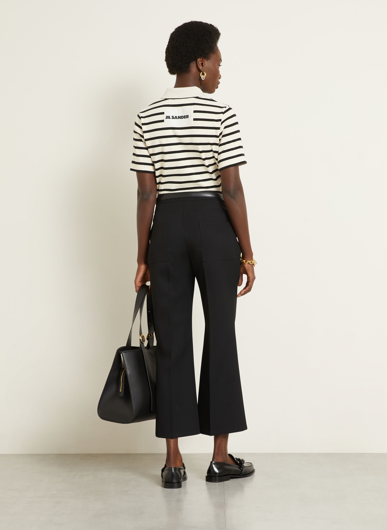 JIL SANDER Polo en maille: NOIR / ÉCRU