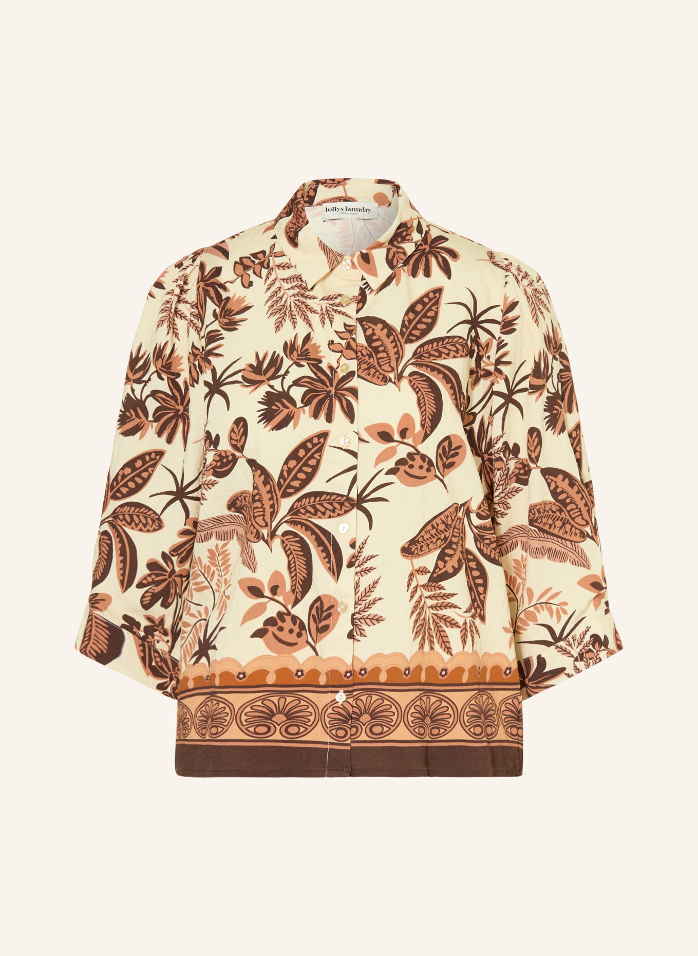 lollys laundry Hemdbluse BONOLL mit 3/4-Arm: ECRU / DUNKELBRAUN / BRAUN