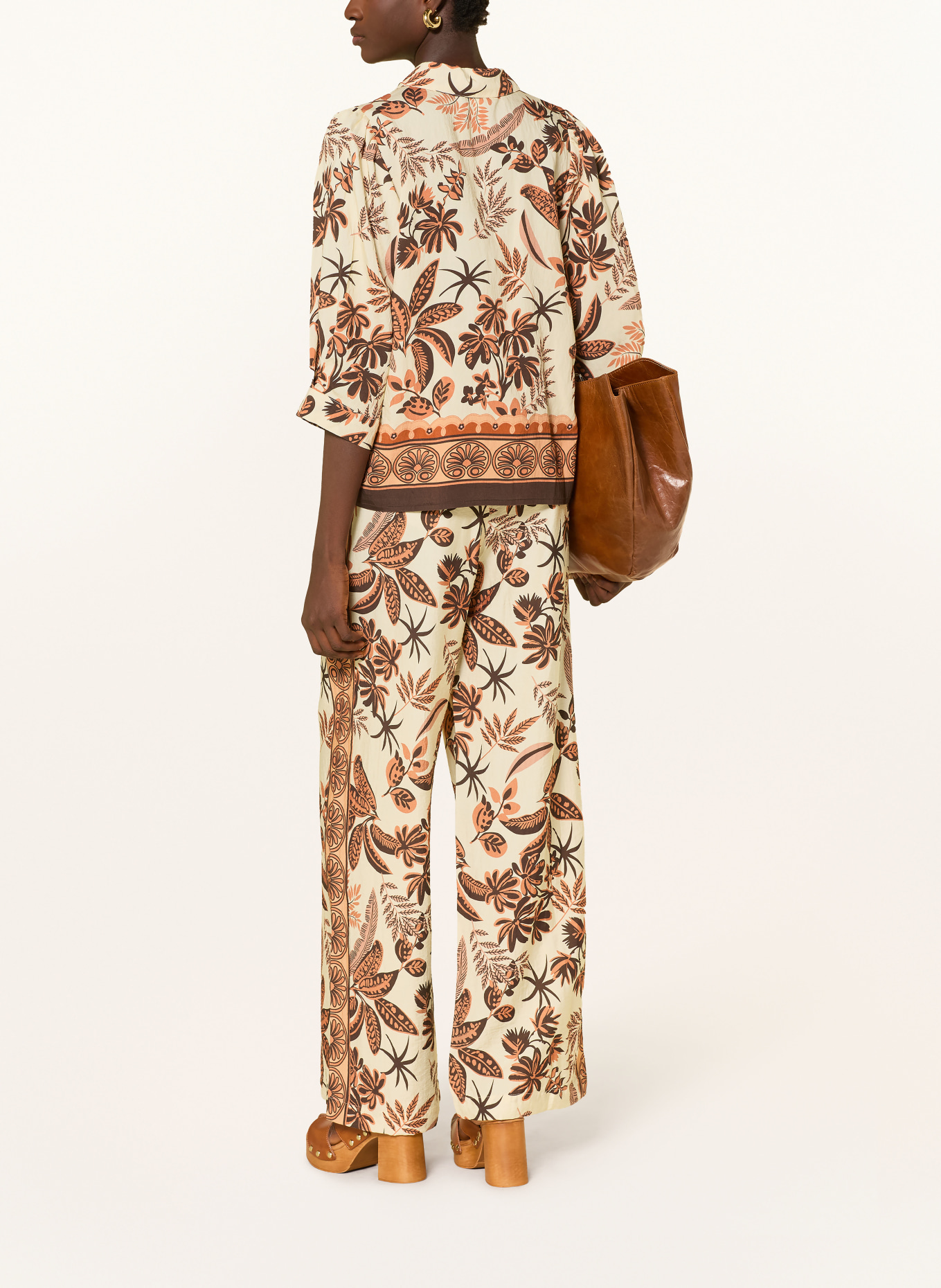 lollys laundry Hemdbluse BONOLL mit 3/4-Arm: ECRU / DUNKELBRAUN / BRAUN