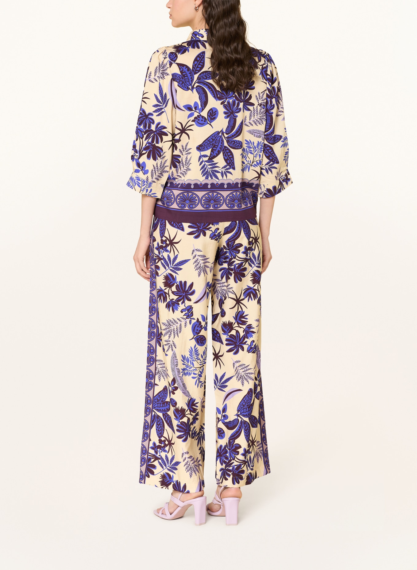 lollys laundry BONOLL shirt blouse with 3/4 sleeves: BEIGE / DARK BLUE / BLACK