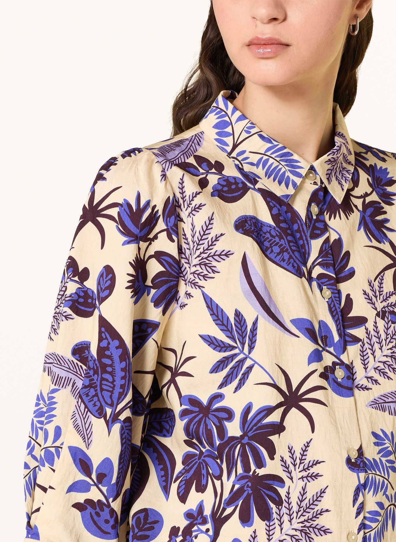 lollys laundry BONOLL shirt blouse with 3/4 sleeves: BEIGE / DARK BLUE / BLACK