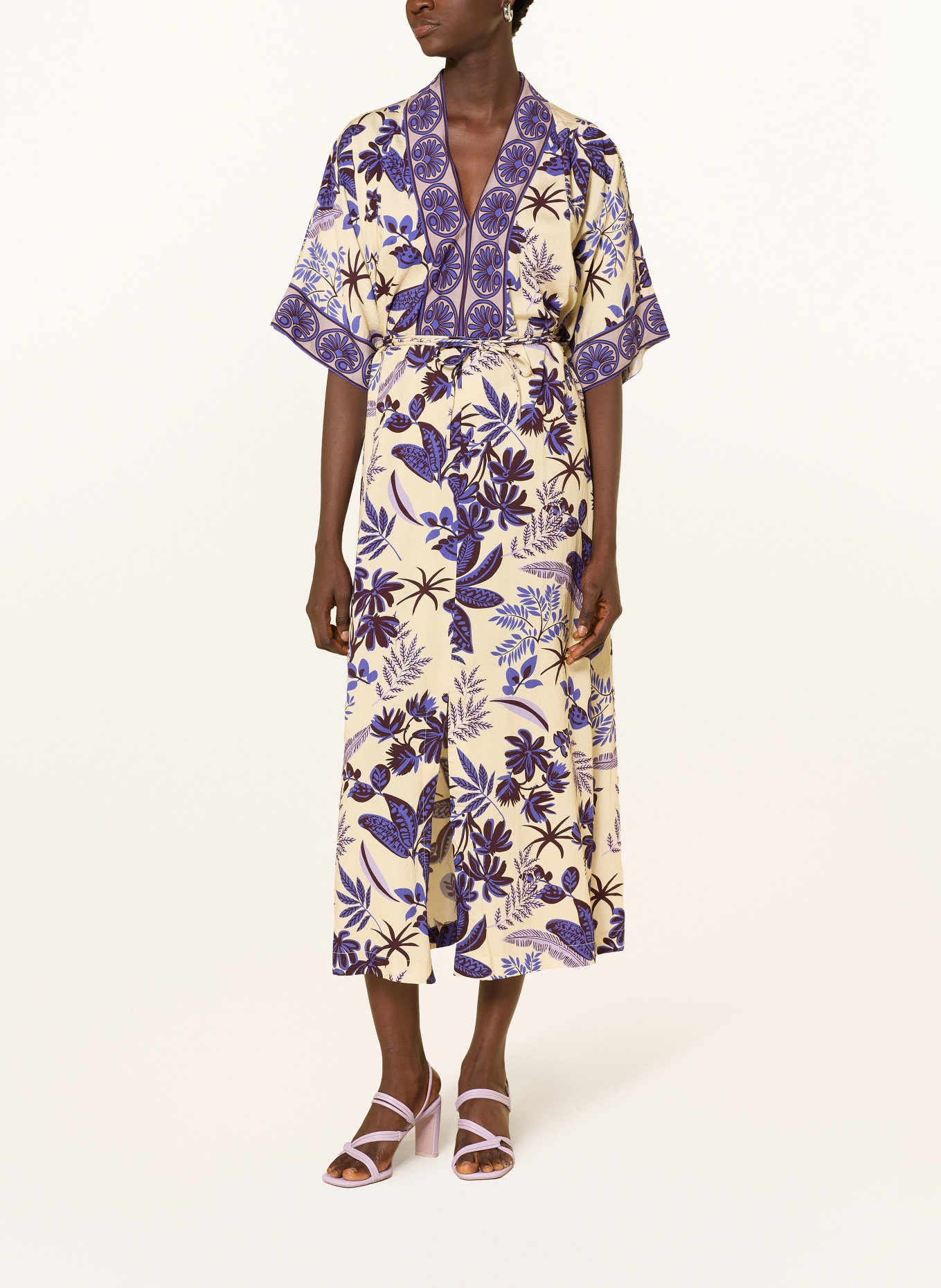 lollys laundry JEMIMALL dress with 3/4 sleeves: DARK BLUE / CREAM / PURPLE