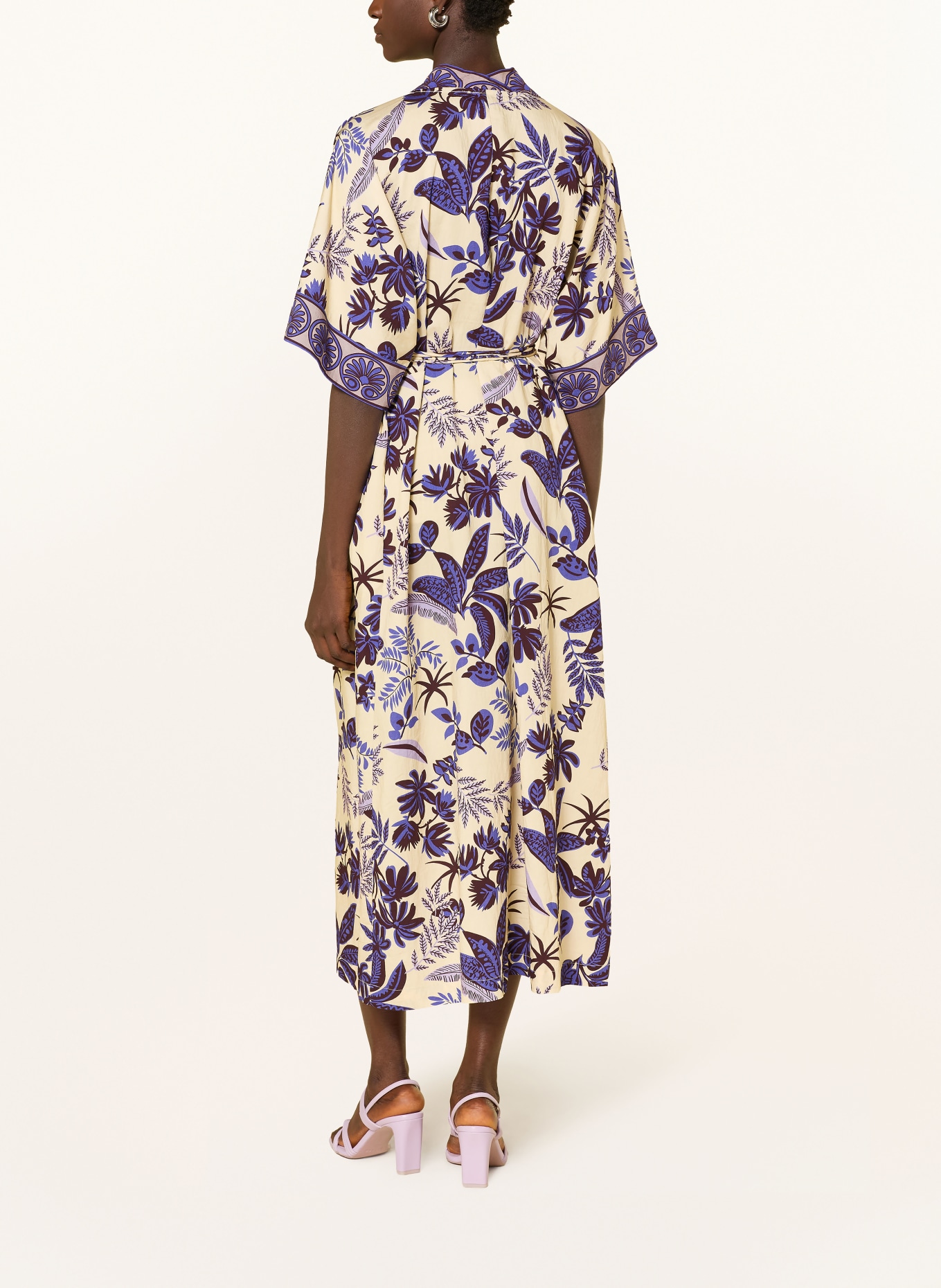 lollys laundry JEMIMALL dress with 3/4 sleeves: DARK BLUE / CREAM / PURPLE