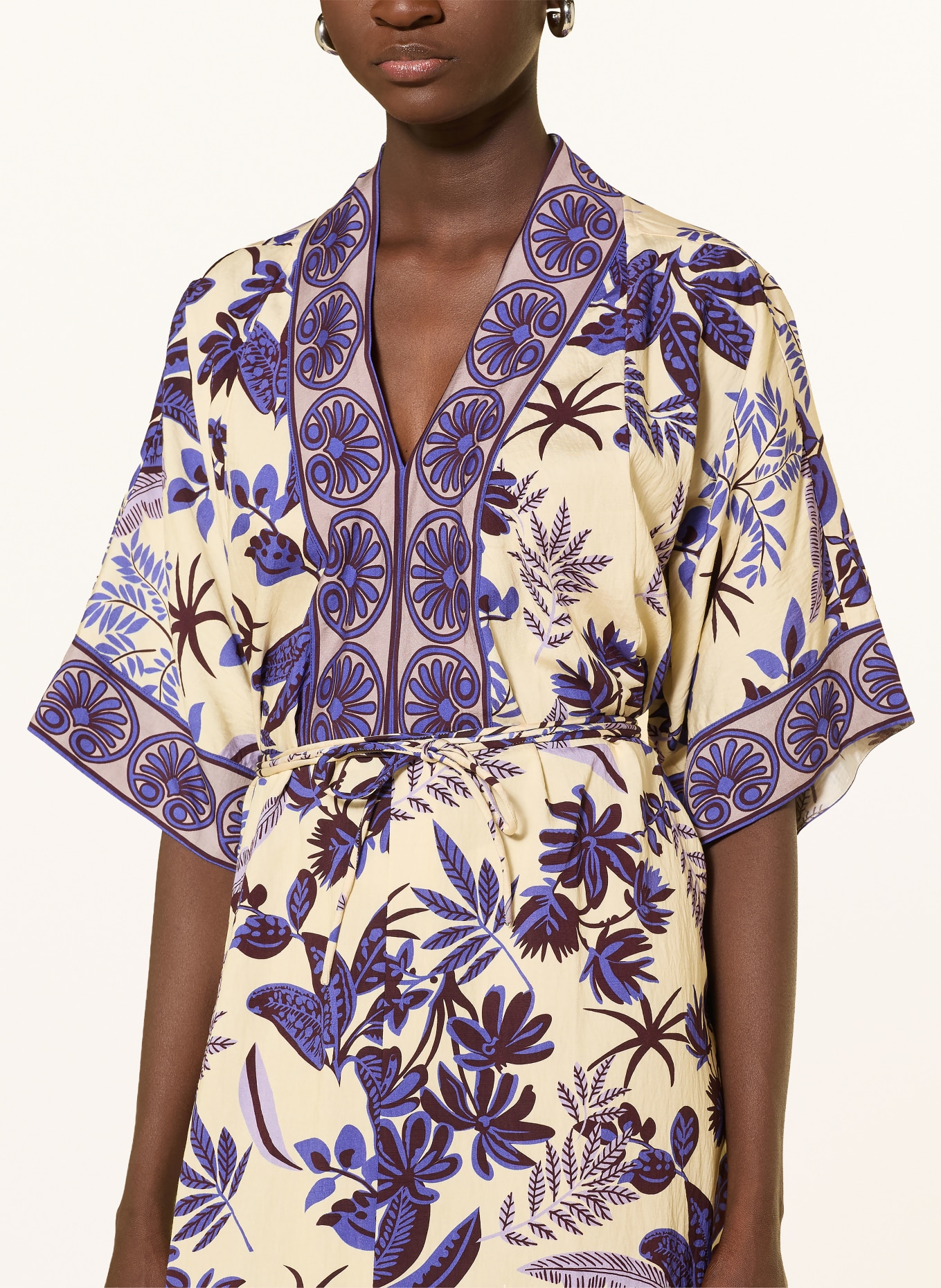 lollys laundry JEMIMALL dress with 3/4 sleeves: DARK BLUE / CREAM / PURPLE