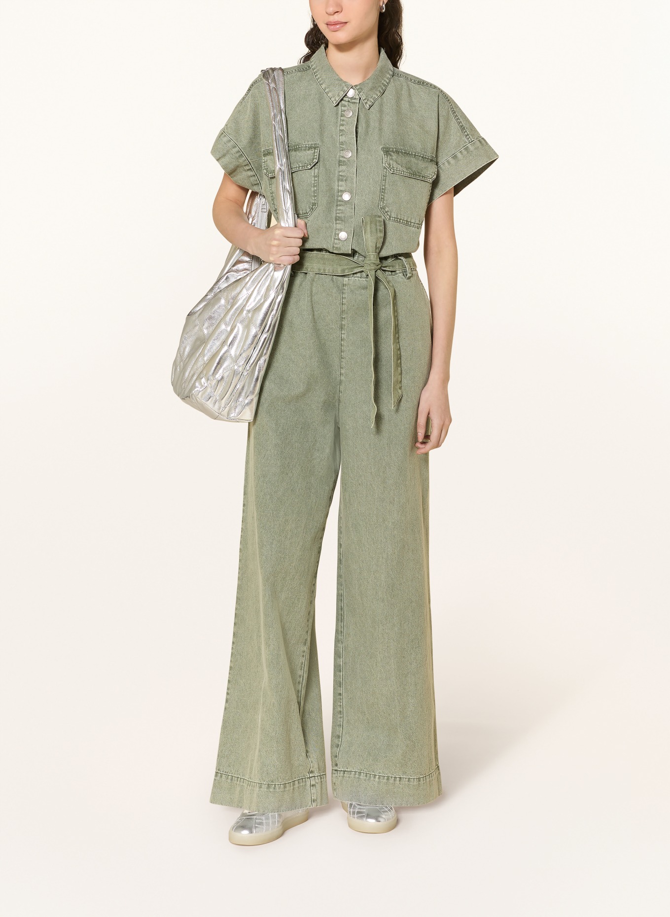 lollys laundry Combinaison en jean MATHILDELL: MENTHE