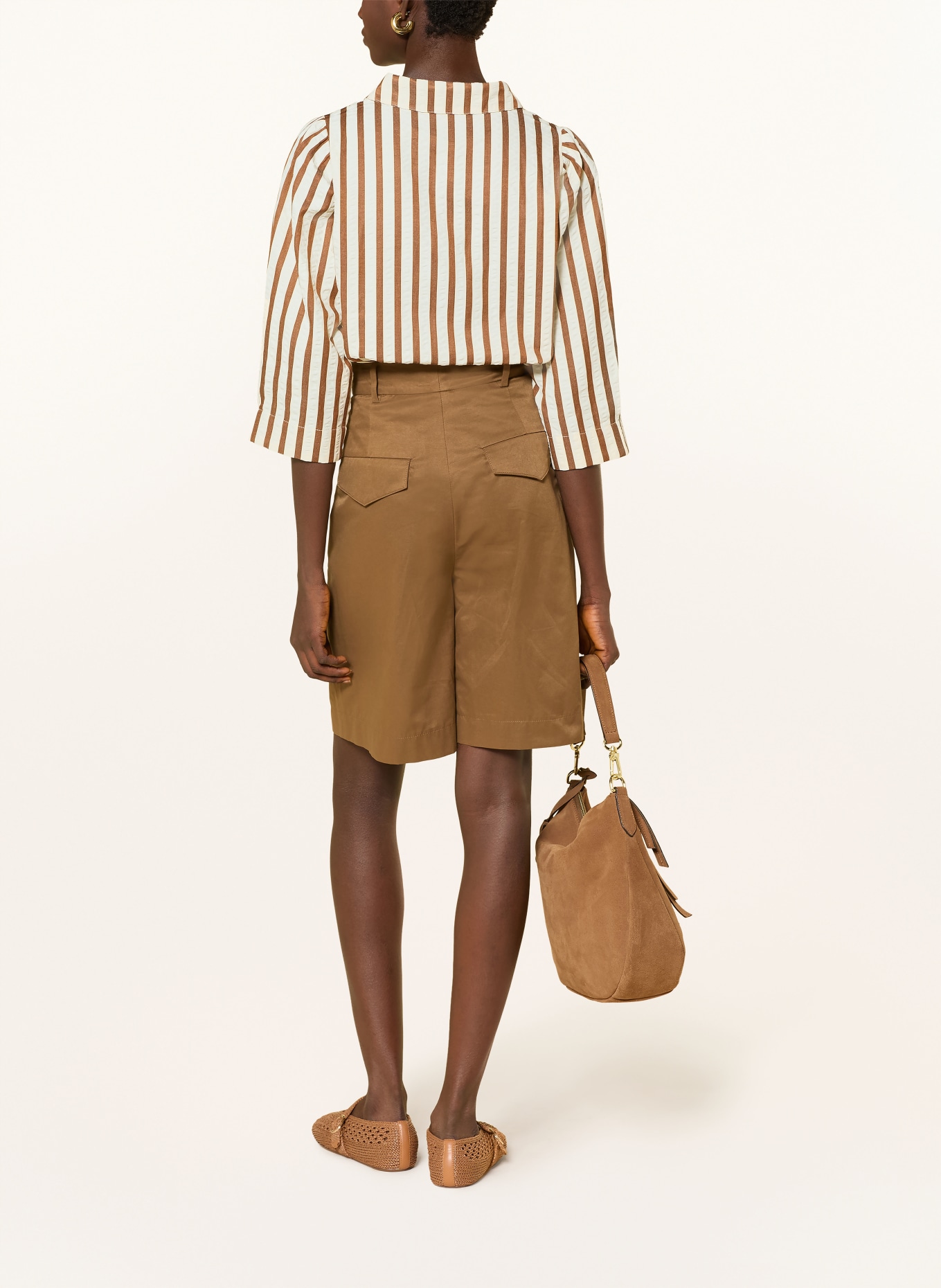 lollys laundry Hemdbluse BONOLL mit 3/4-Arm: CREME / BRAUN