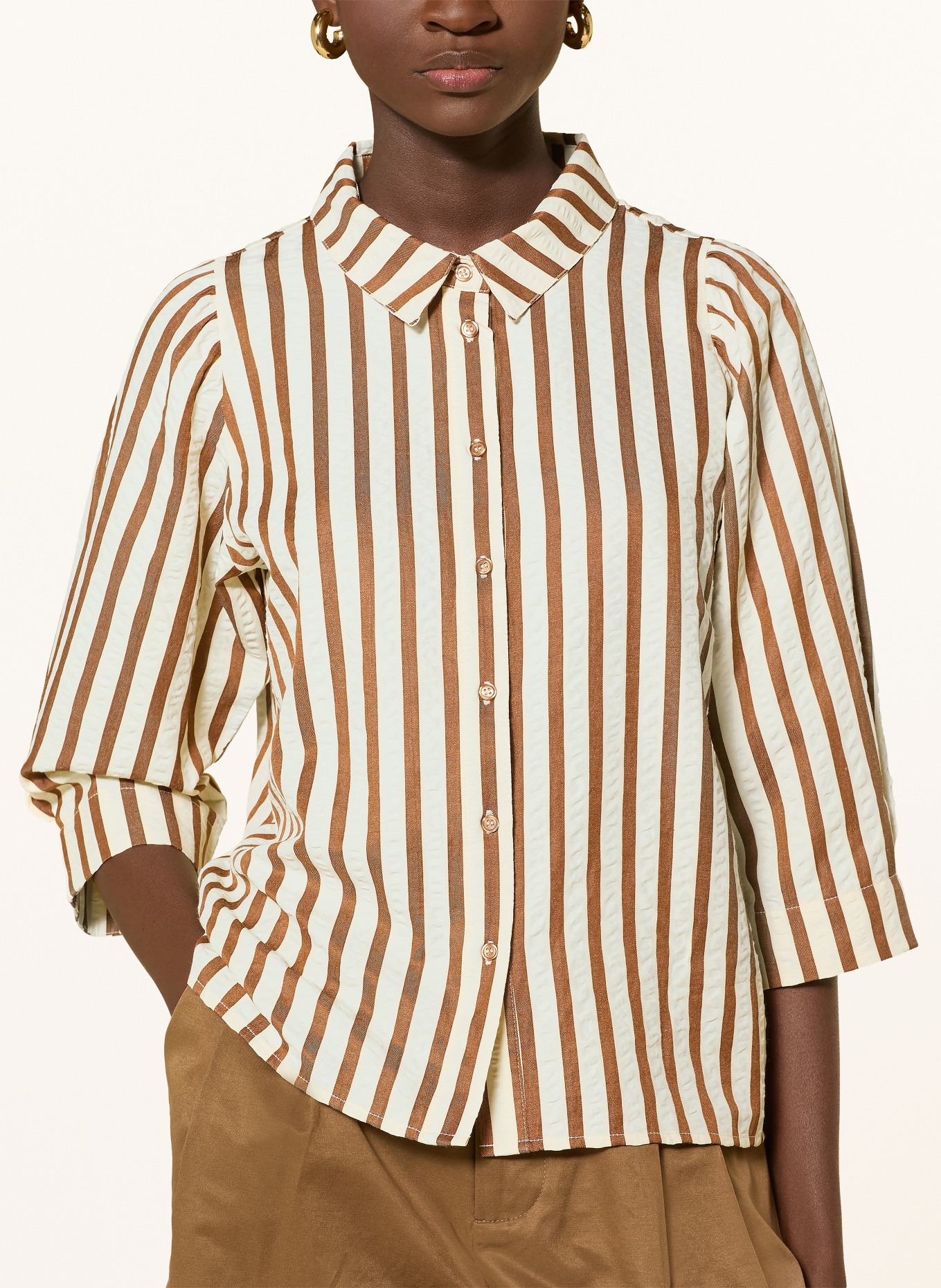 lollys laundry Hemdbluse BONOLL mit 3/4-Arm: CREME / BRAUN