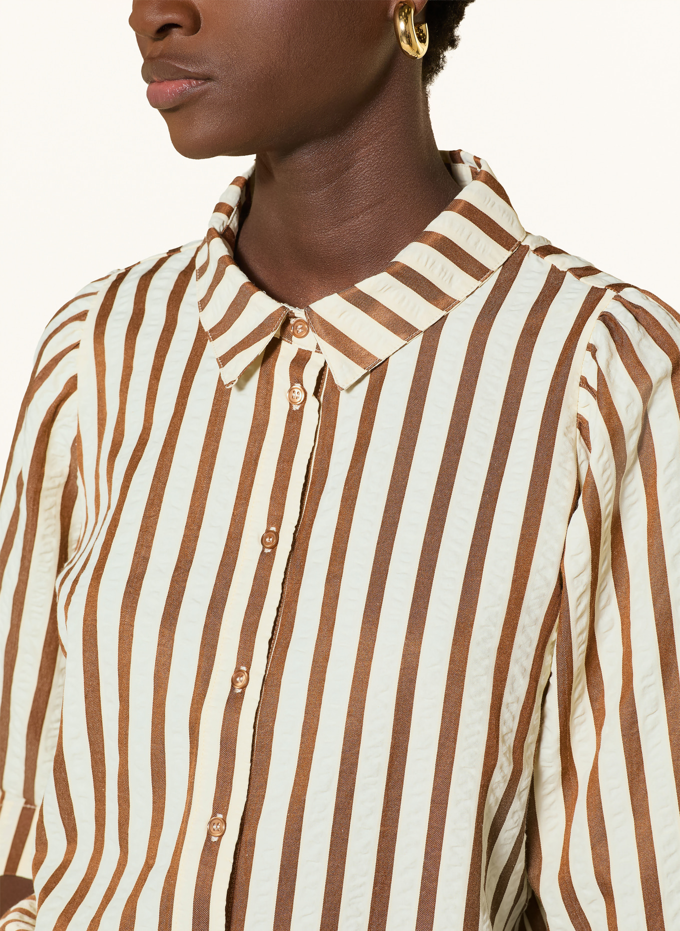 lollys laundry Hemdbluse BONOLL mit 3/4-Arm: CREME / BRAUN