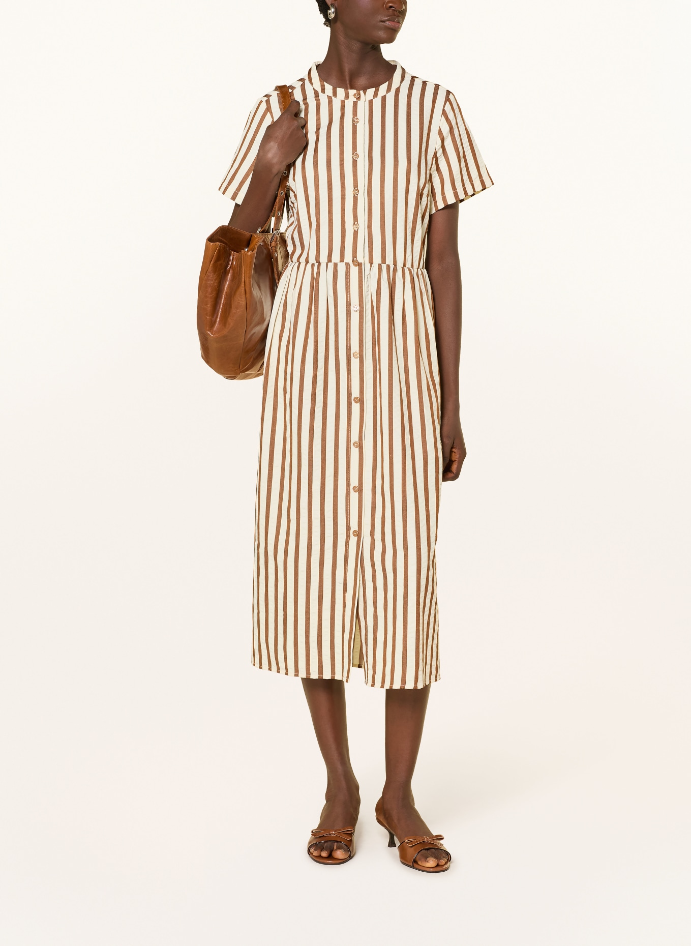 lollys laundry Kleid ALIYALL: ECRU / BRAUN