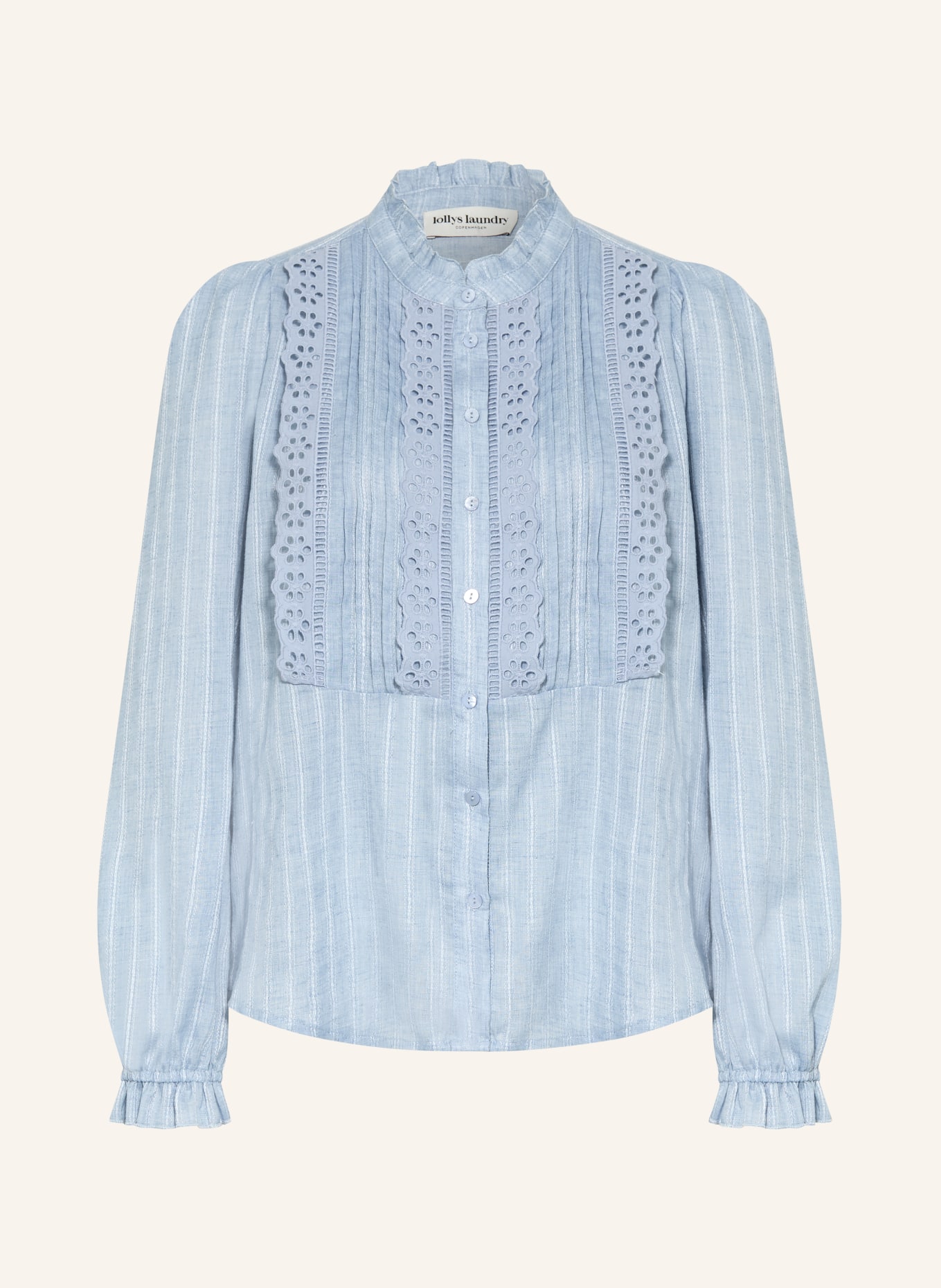 lollys laundry Bluse ARIELLL mit Rüschen und Lochspitze: HELLBLAU