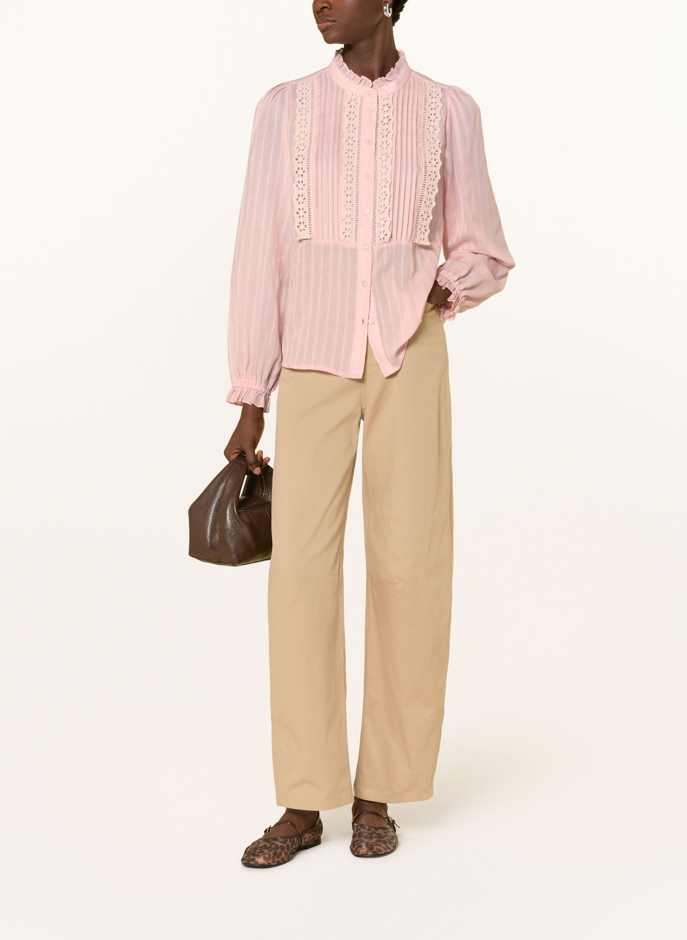 lollys laundry Bluse ARIELLL mit Rüschen und Lochspitze: HELLROSA