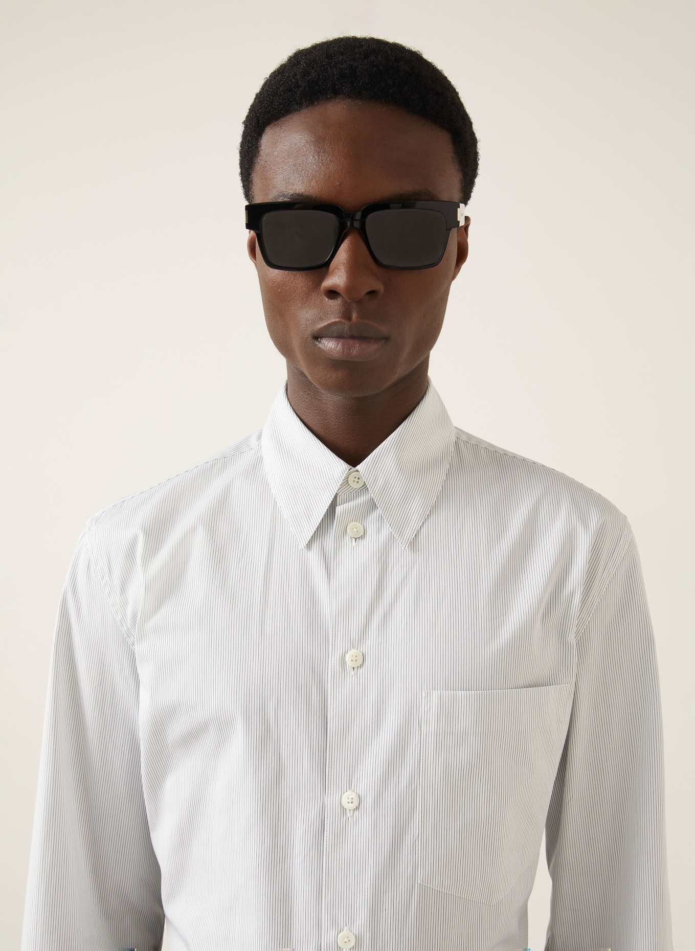 JIL SANDER Relaxed Fit Shirt: ECRU / DARK BLUE