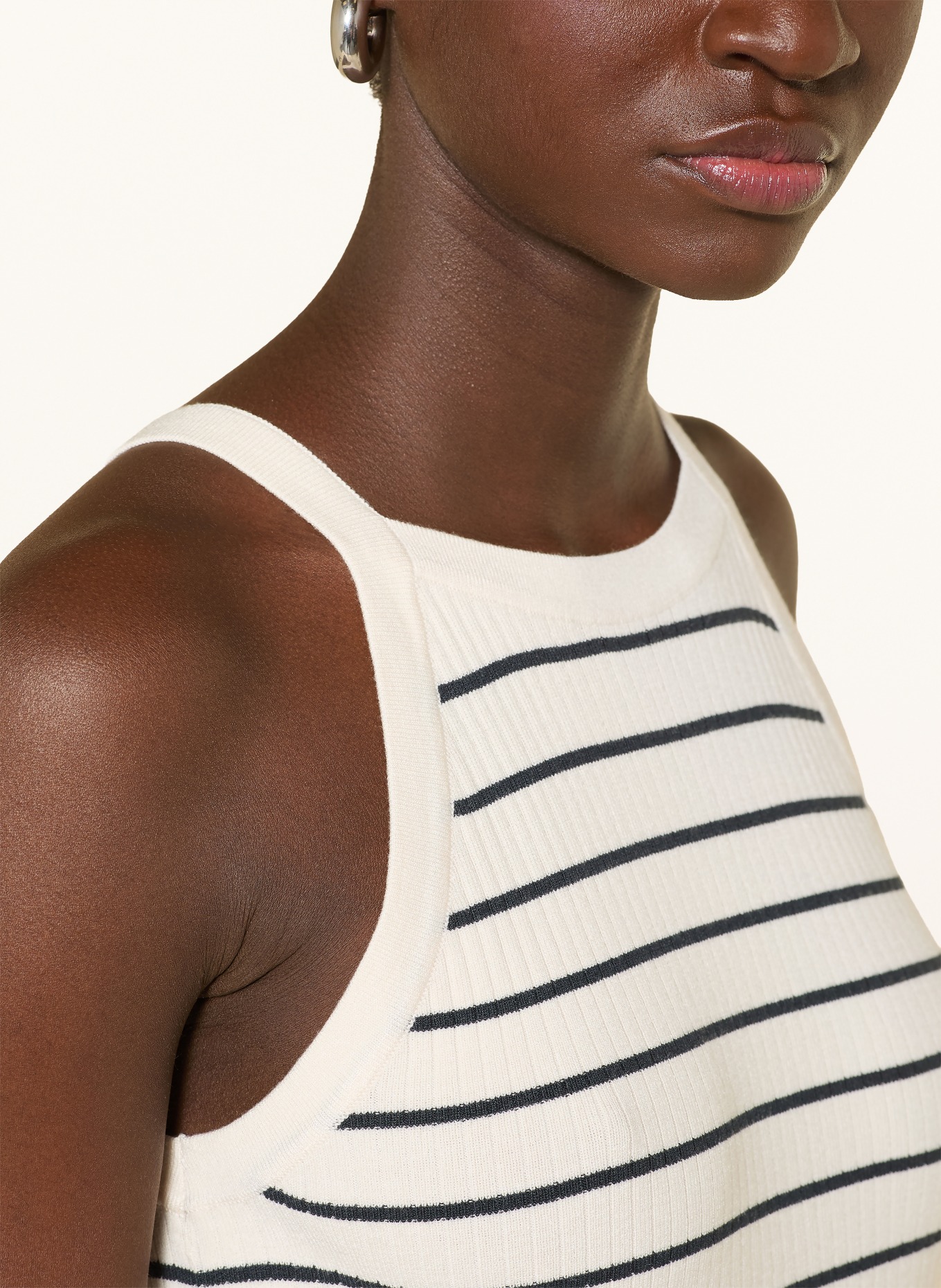 MOS MOSH Stricktop MMIMANJA: CREME / DUNKELBLAU