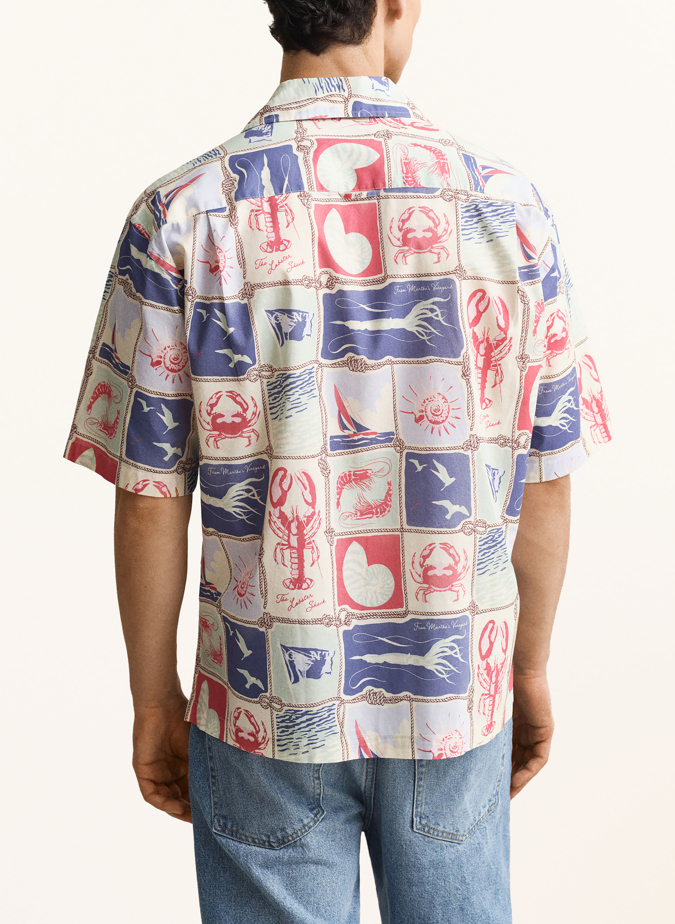 GANT Resorthemd met relaxte pasvorm: CRÈME / ROOD / BLAUW