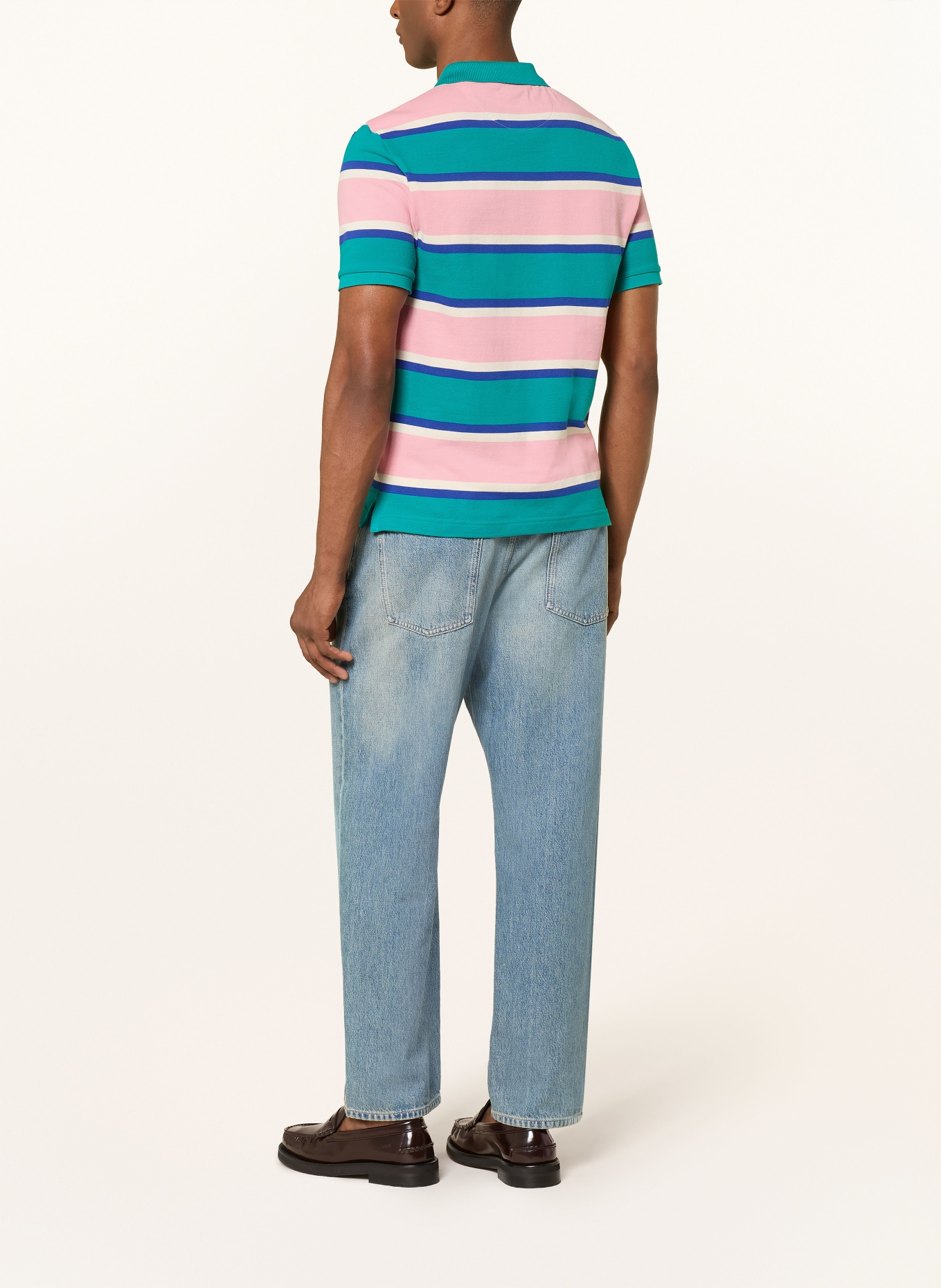 GANT Koszulka polo z pikowanym wzorem: NIEBIESKI / RÓŻOWY / PETROL