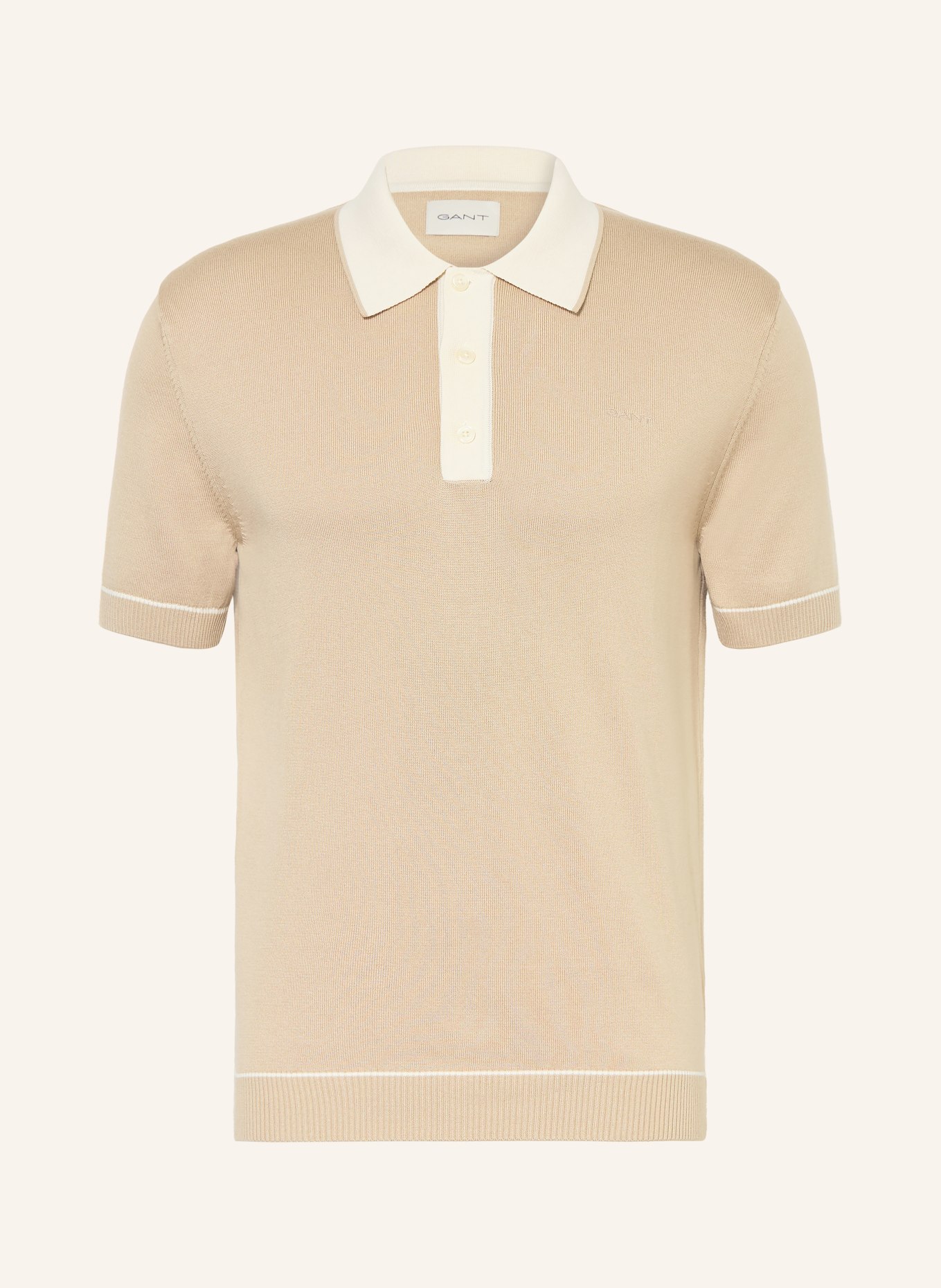 GANT Strick-Poloshirt: BEIGE / CREME