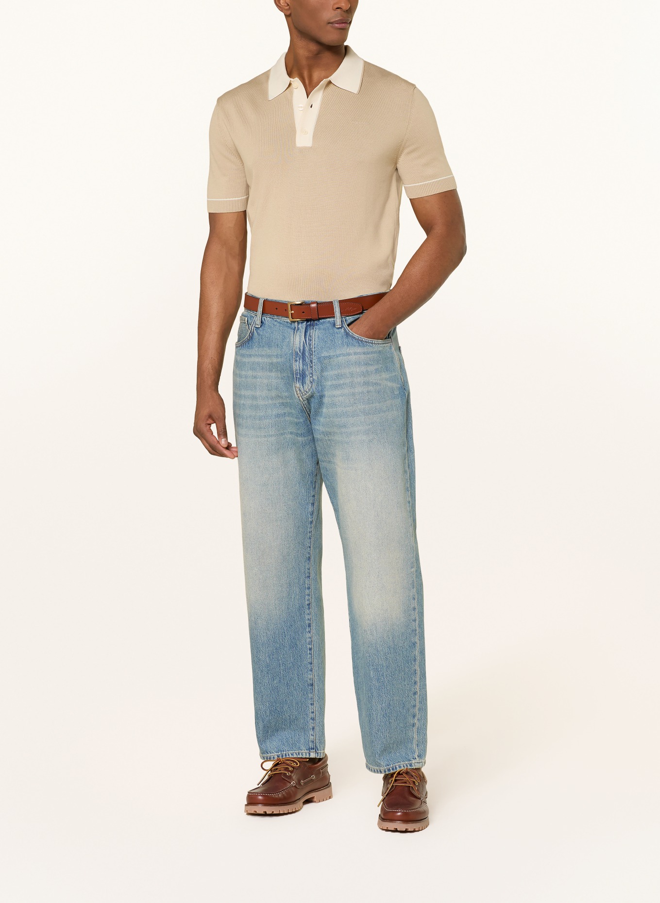 GANT Strick-Poloshirt: BEIGE / CREME