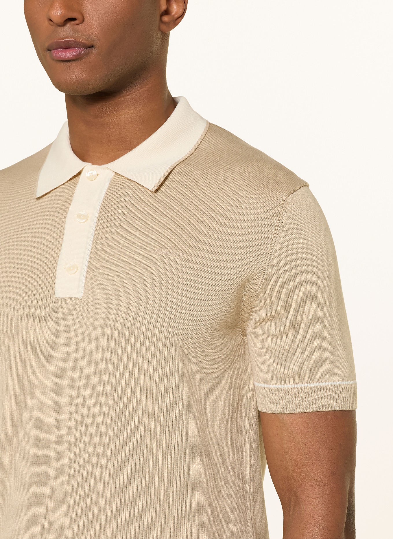 GANT Strick-Poloshirt: BEIGE / CREME