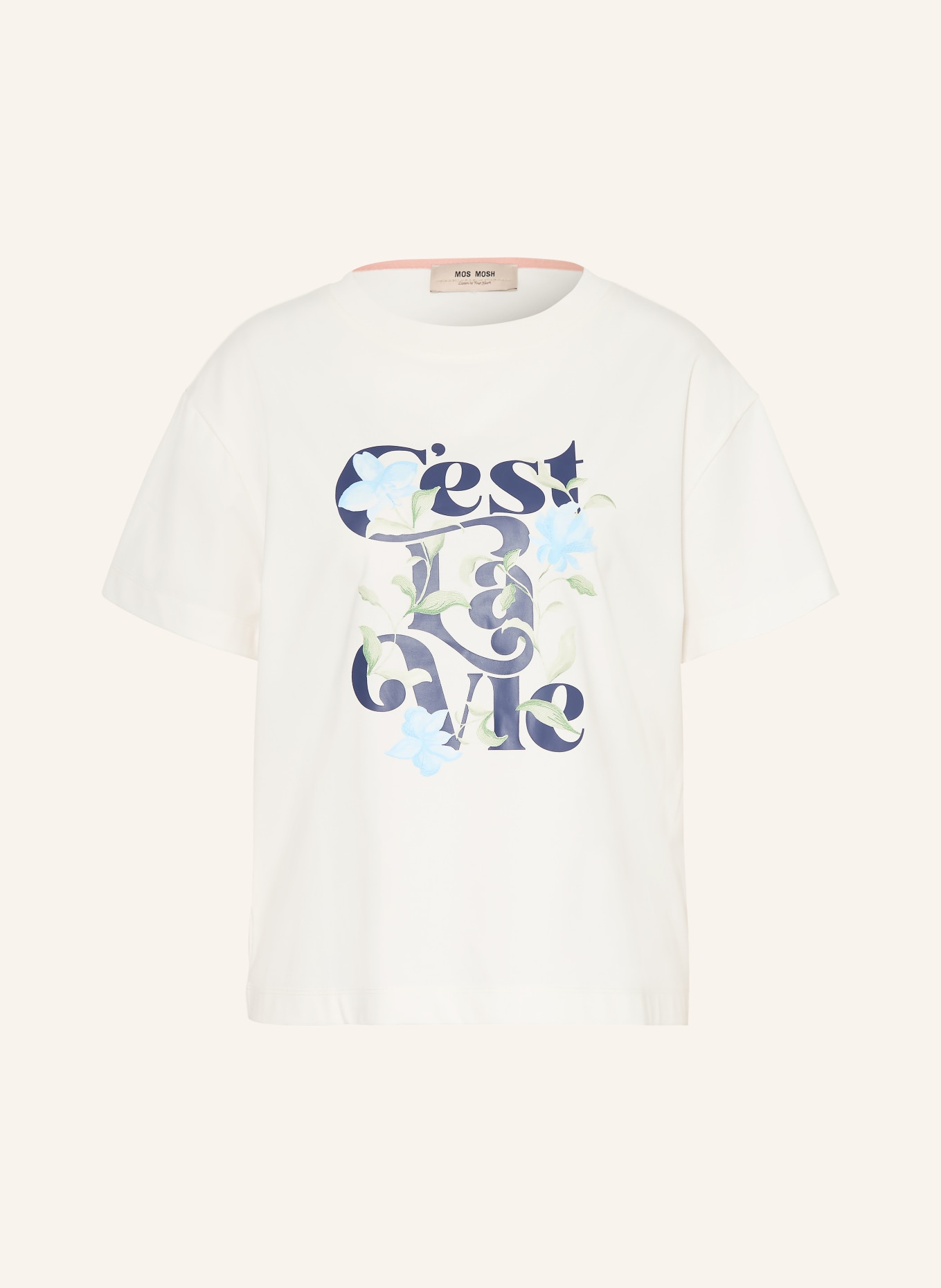 MOS MOSH T-Shirt MMFLOWISH: WEISS / GRÜN / DUNKELBLAU