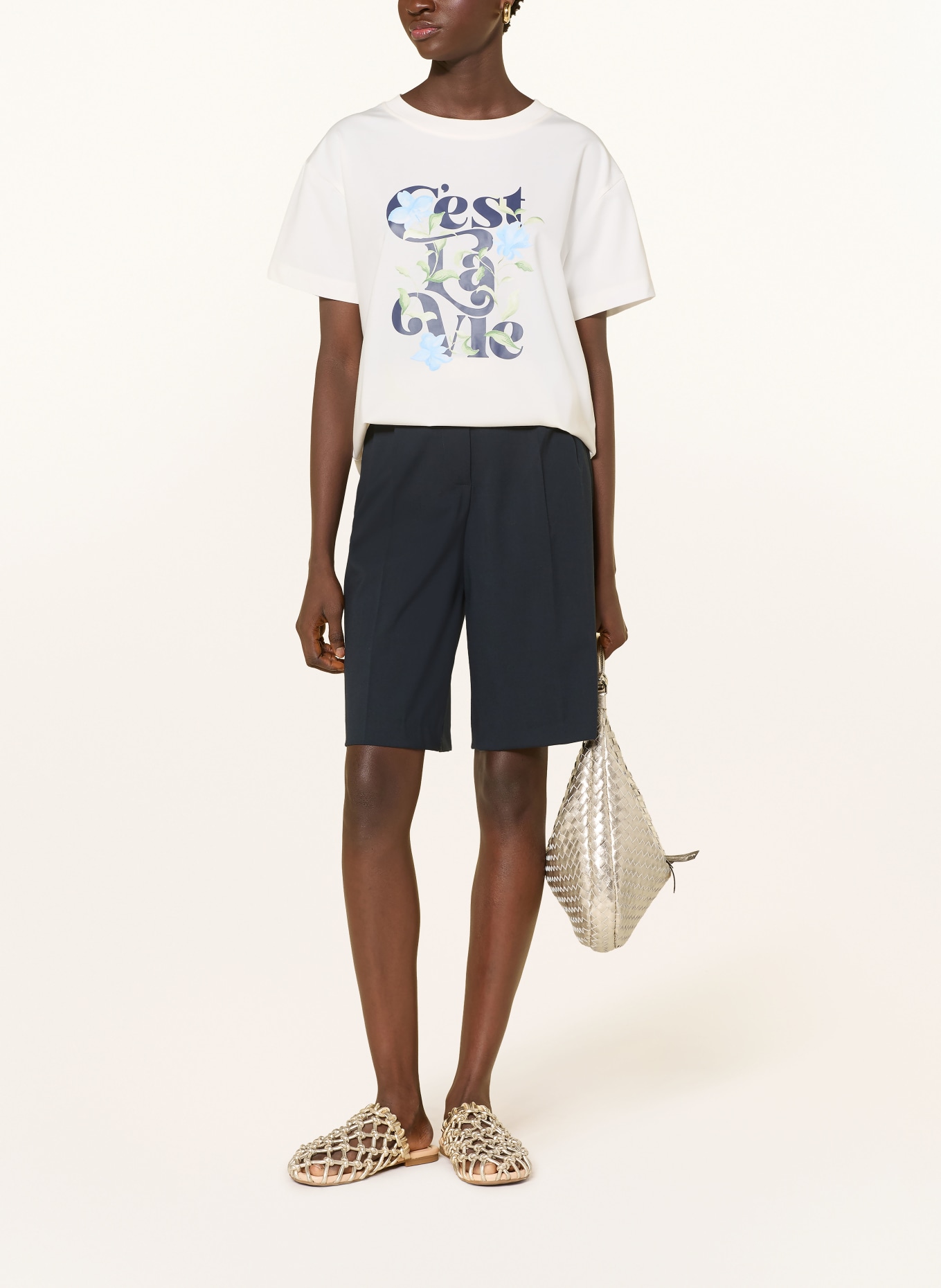 MOS MOSH T-Shirt MMFLOWISH: WEISS / GRÜN / DUNKELBLAU