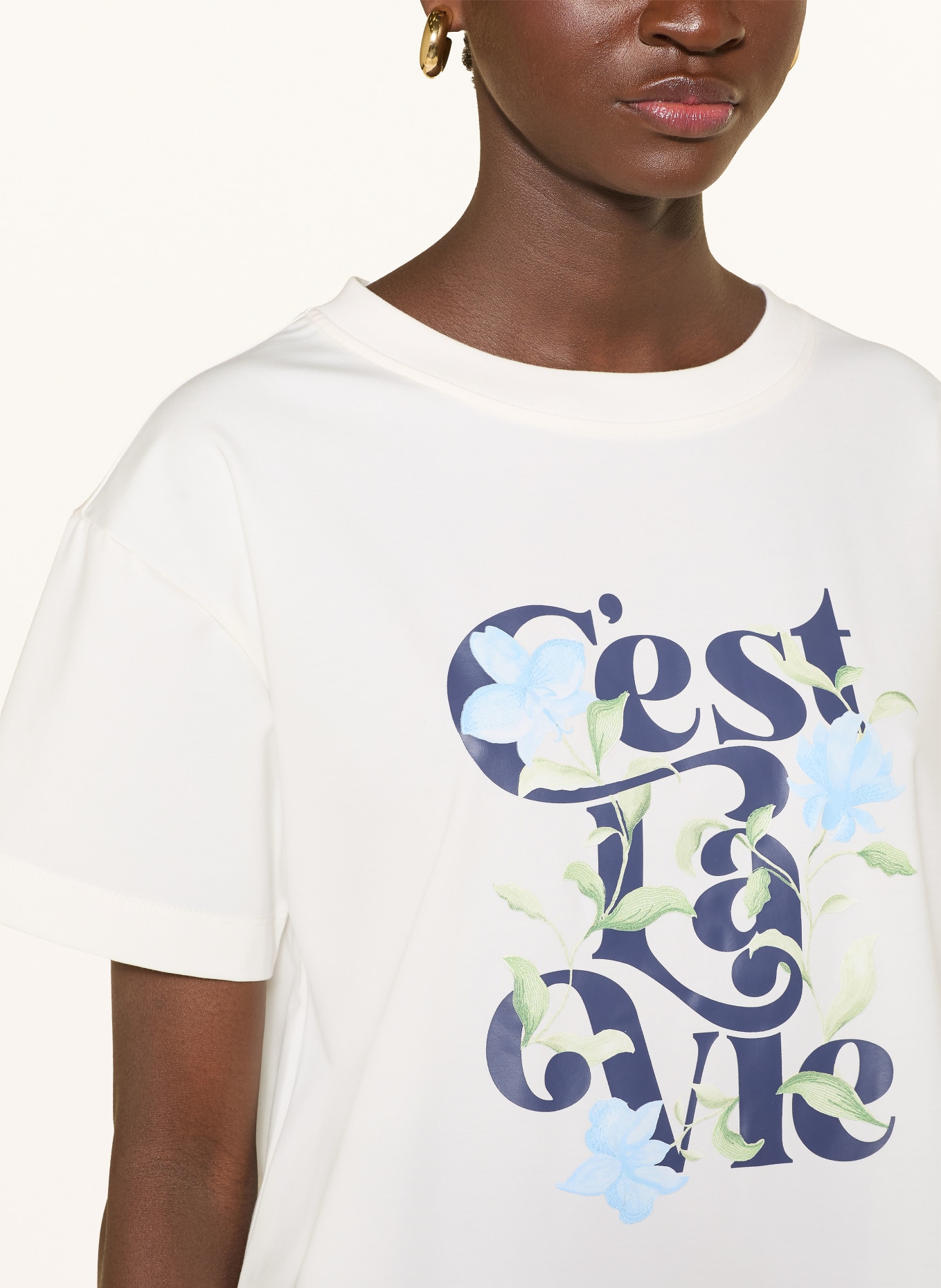 MOS MOSH T-Shirt MMFLOWISH: WEISS / GRÜN / DUNKELBLAU