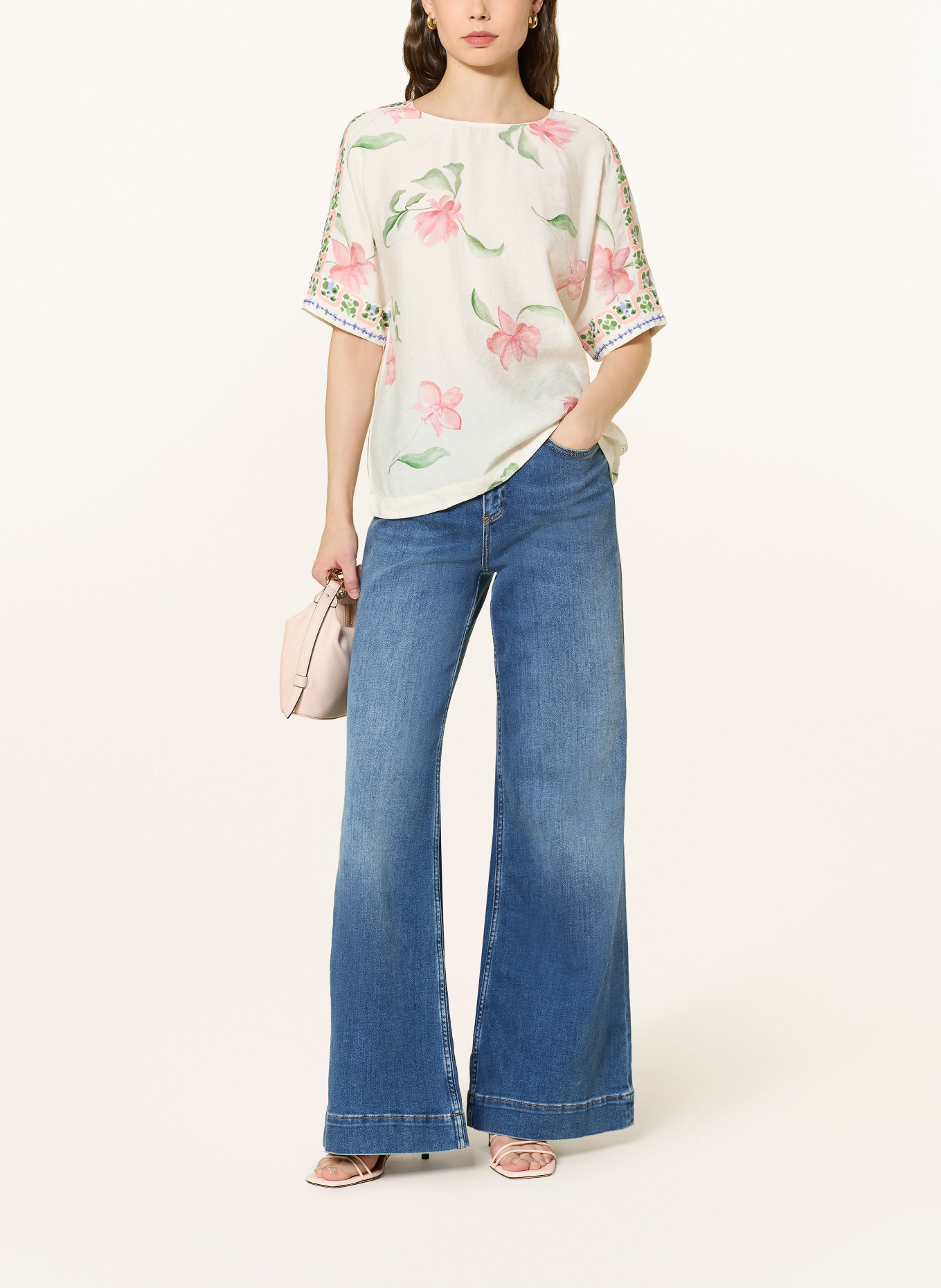 MOS MOSH MMPALMA blouse shirt with gemstones: WHITE / PINK / GREEN