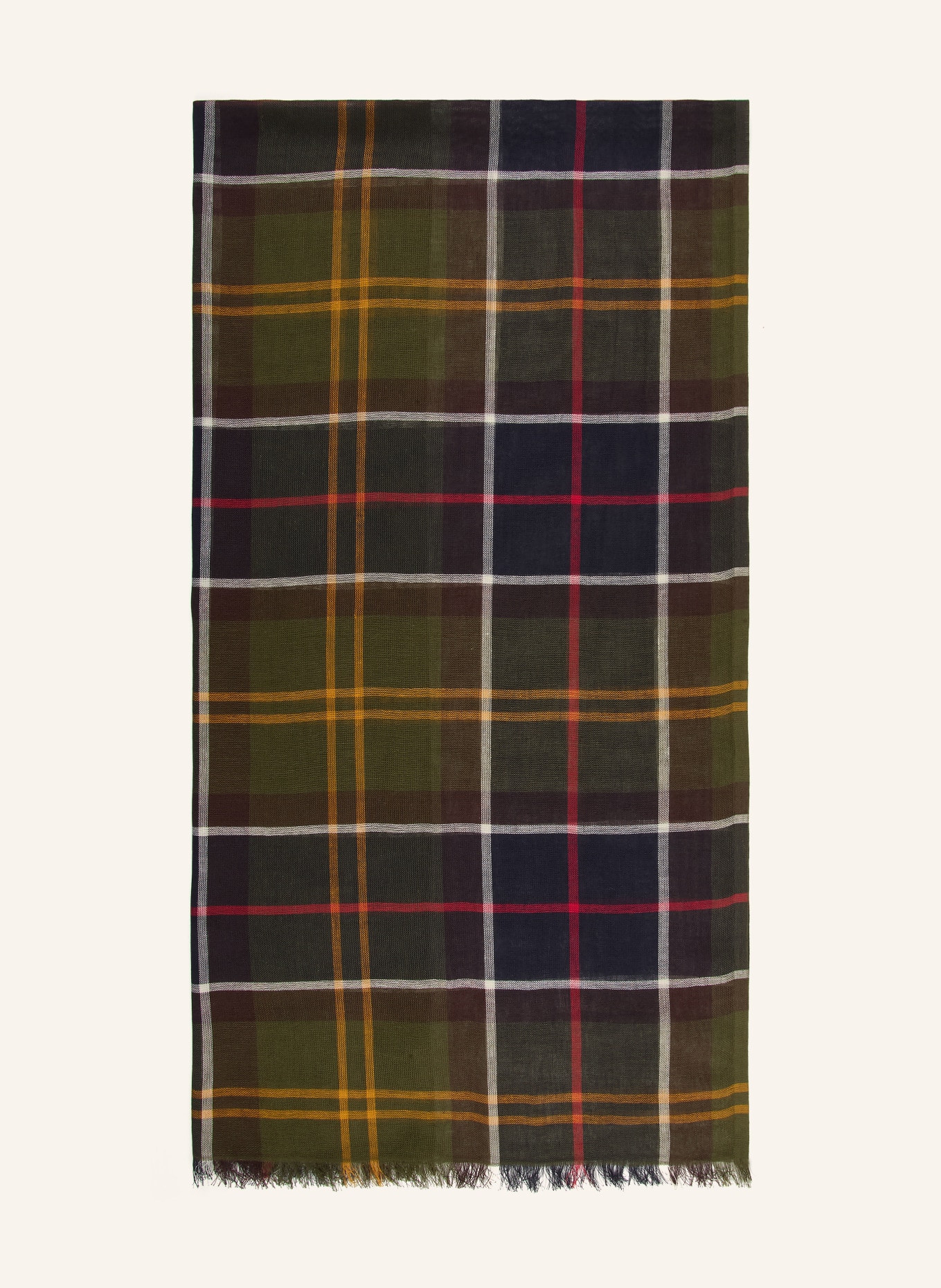 Barbour Écharpe WELTON: MARRON / JAUNE FONCÉ / VERT