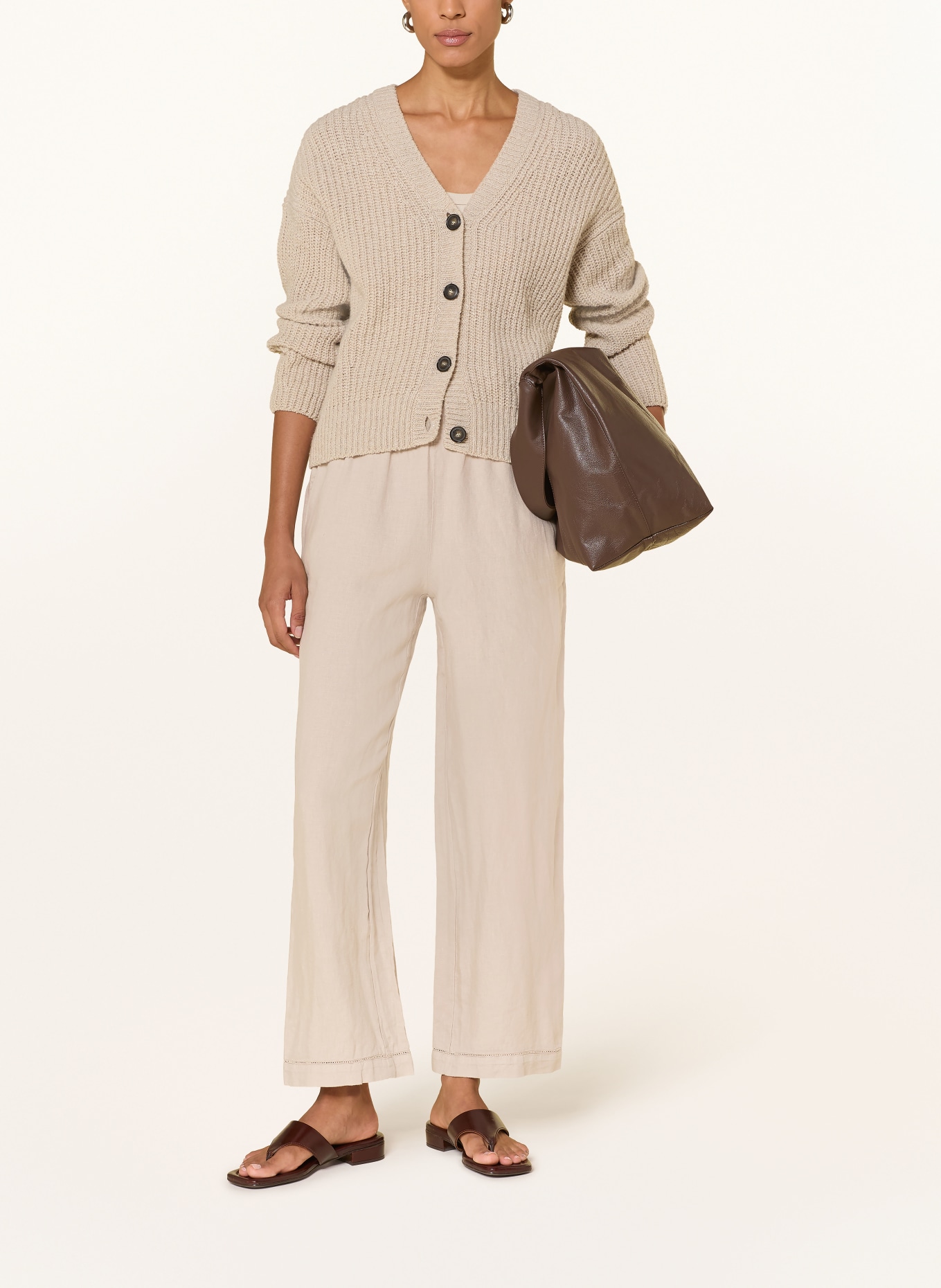 MAERZ MUENCHEN 7/8-length linen pants: BEIGE