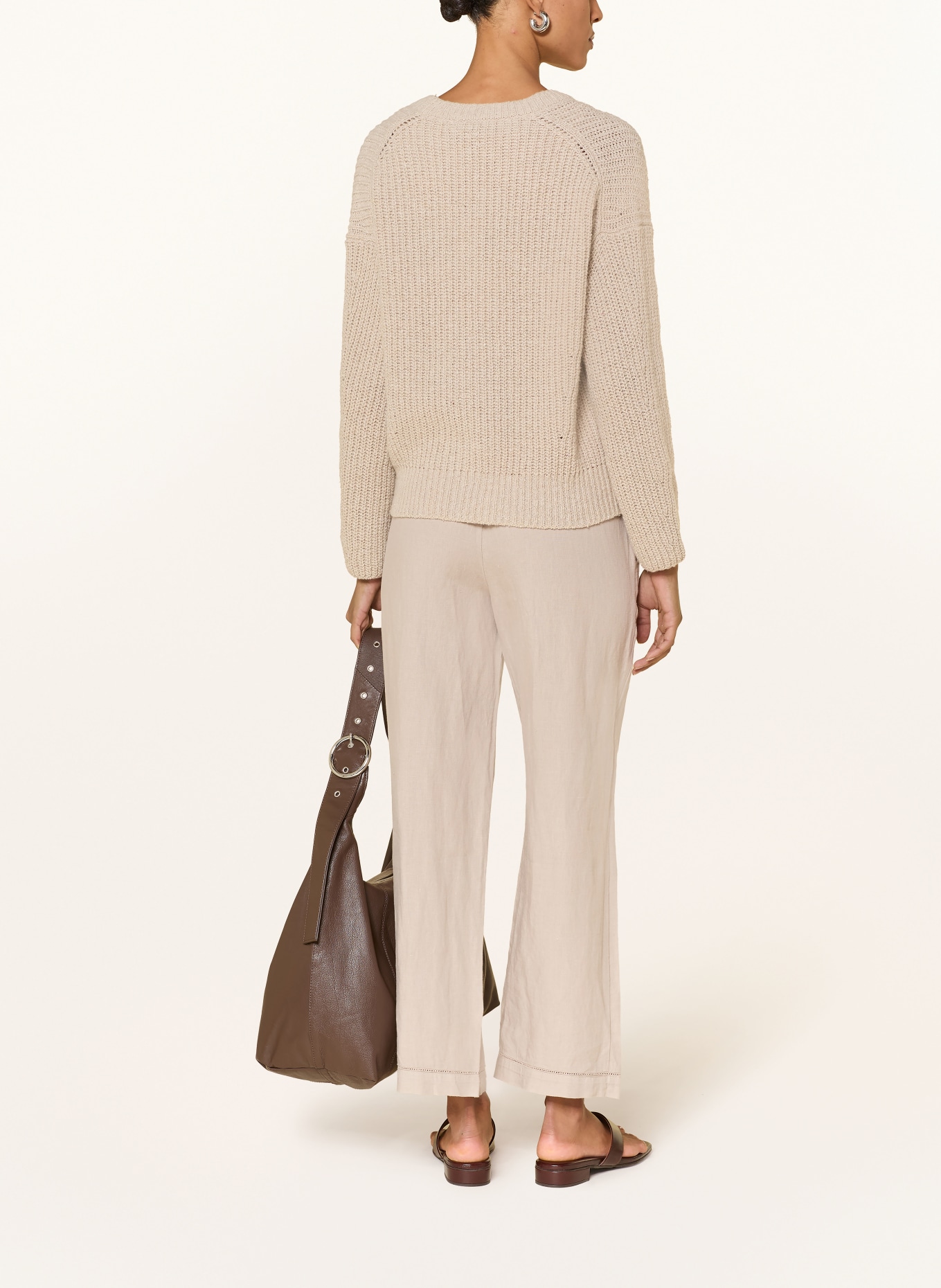 MAERZ MUENCHEN 7/8-length linen pants: BEIGE