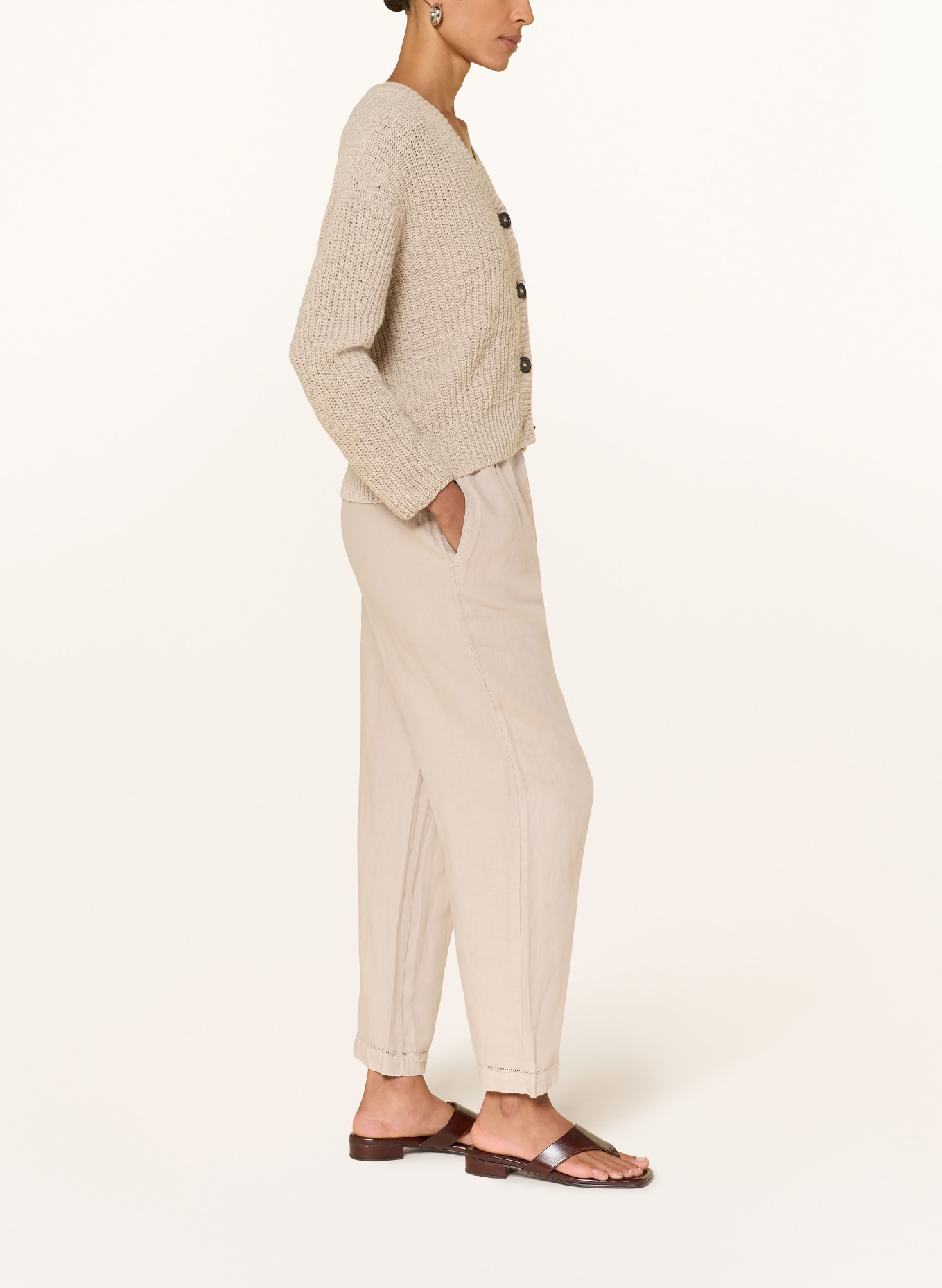 MAERZ MUENCHEN 7/8-length linen pants: BEIGE