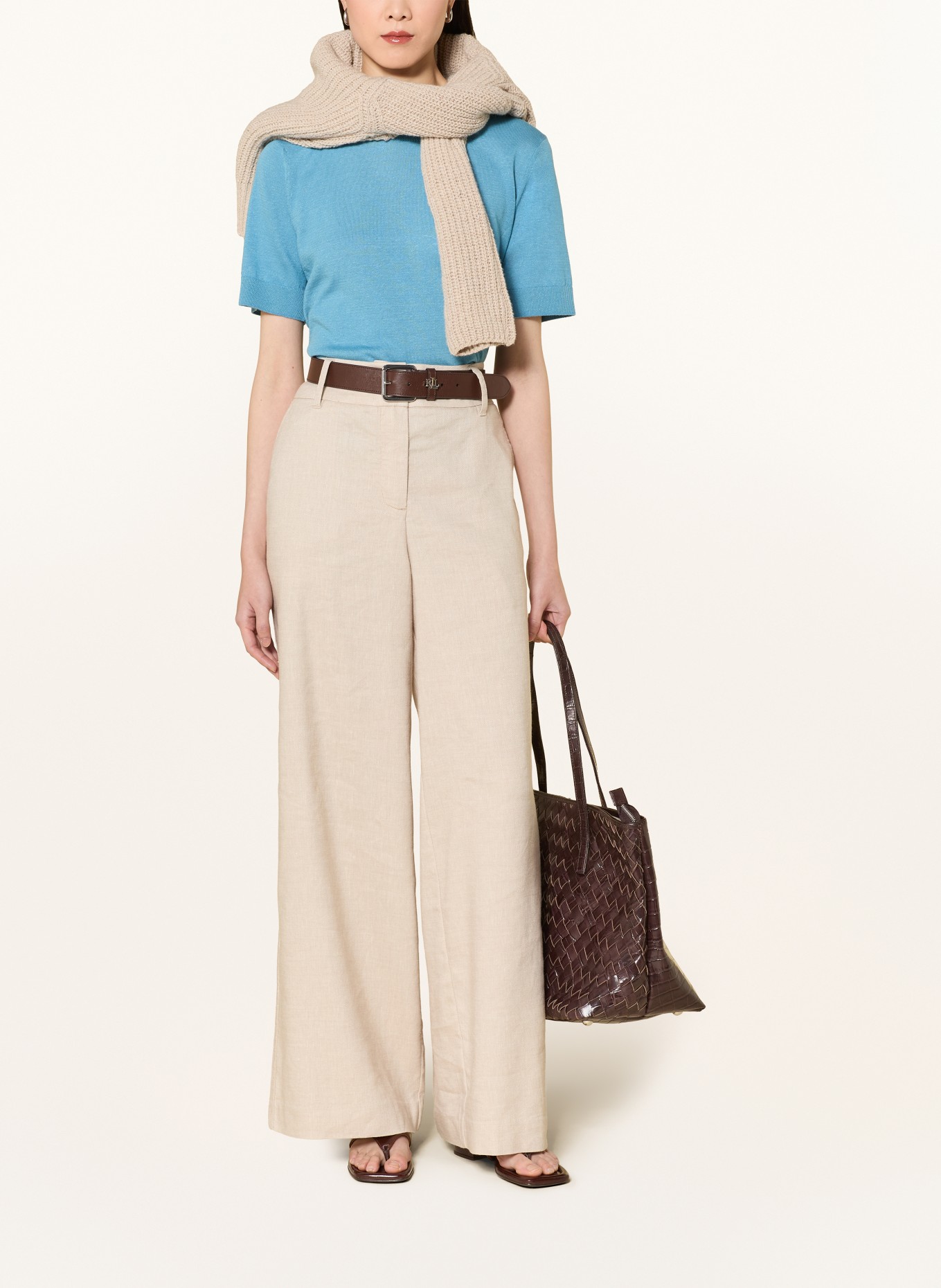 MAERZ MUENCHEN Gebreid shirt met linnen: PETROL