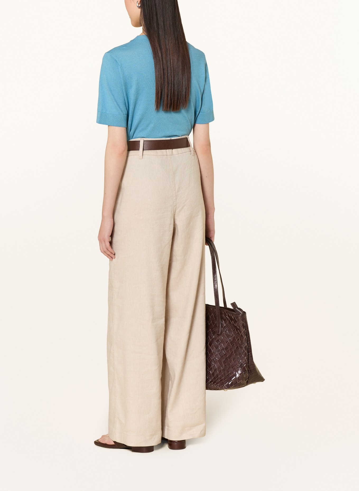 MAERZ MUENCHEN Gebreid shirt met linnen: PETROL