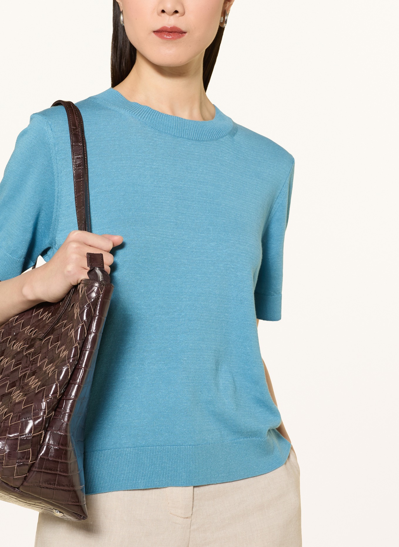 MAERZ MUENCHEN Gebreid shirt met linnen: PETROL