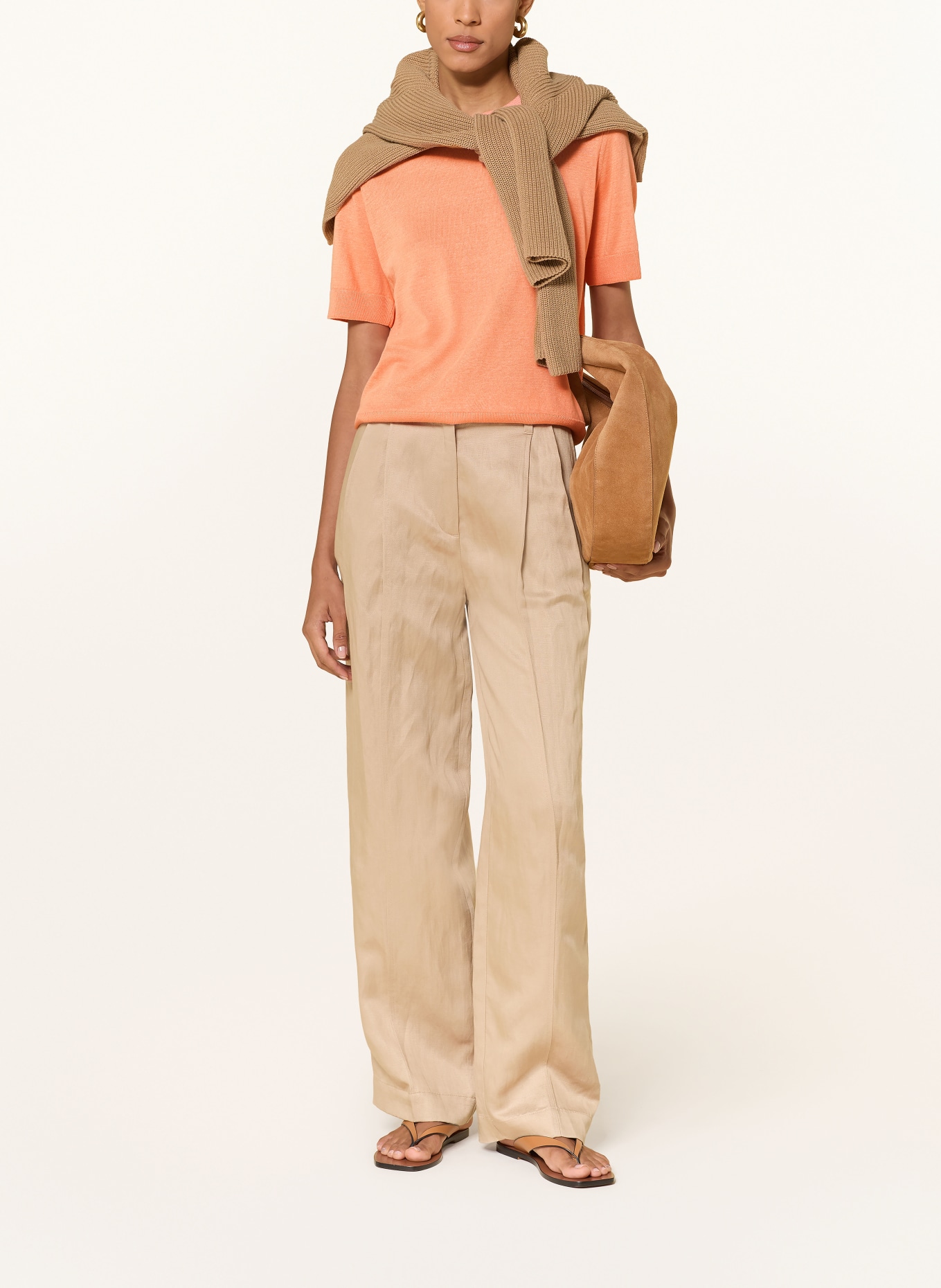 MAERZ MUENCHEN Gebreid shirt met linnen: ZALM