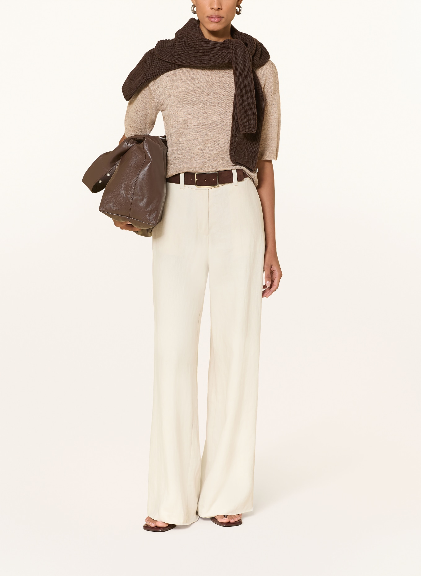 MAERZ MUENCHEN Gebreid shirt van linnen: BEIGE