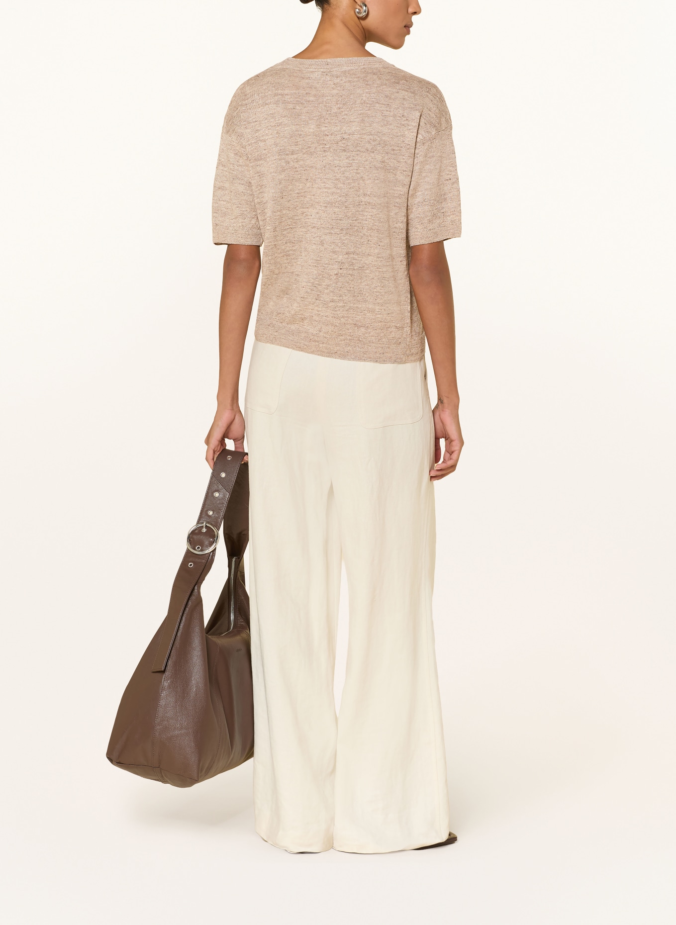 MAERZ MUENCHEN Gebreid shirt van linnen: BEIGE