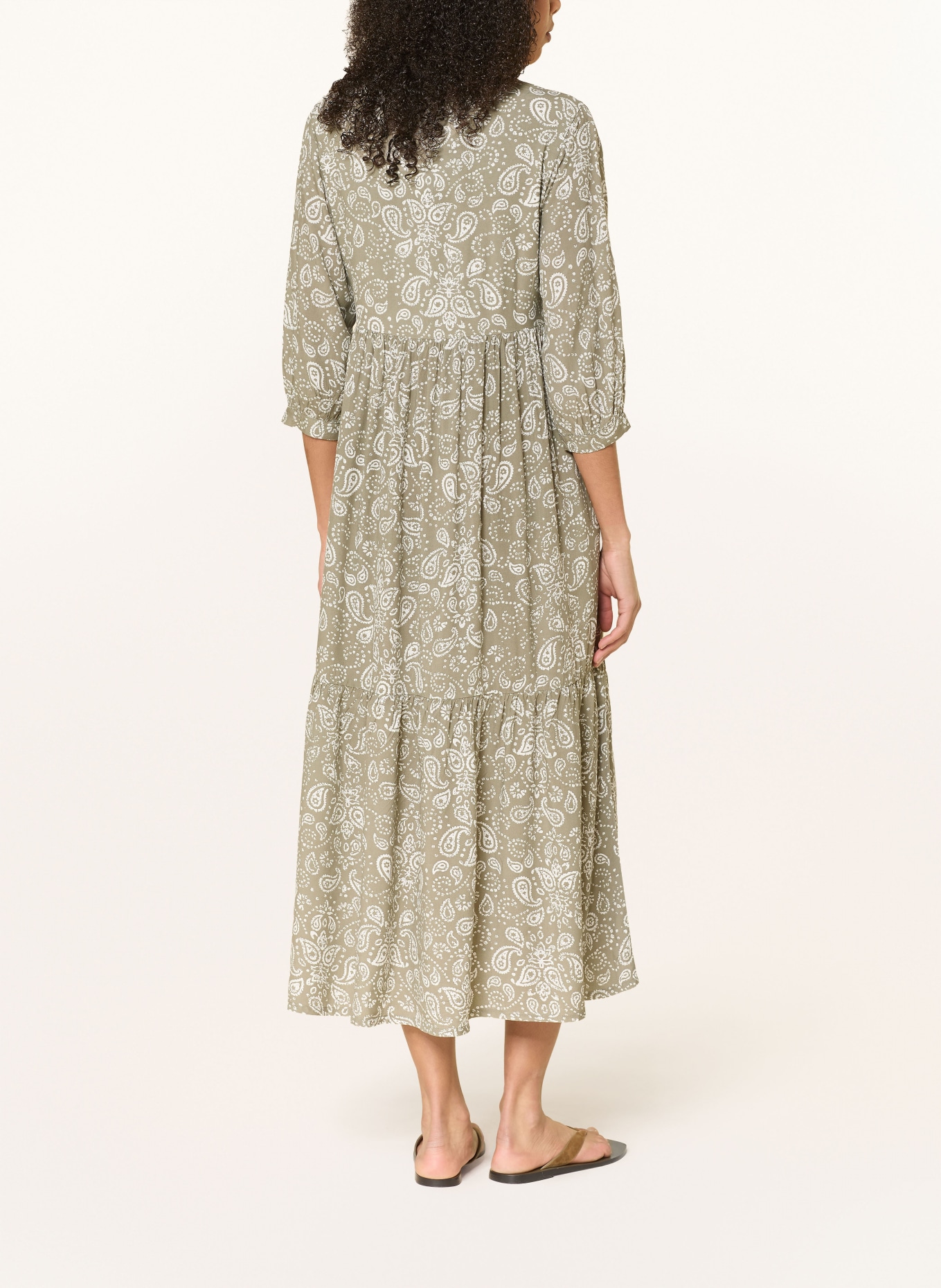 Juvia MALOU dress with 3/4 sleeves: OLIVE / WHITE