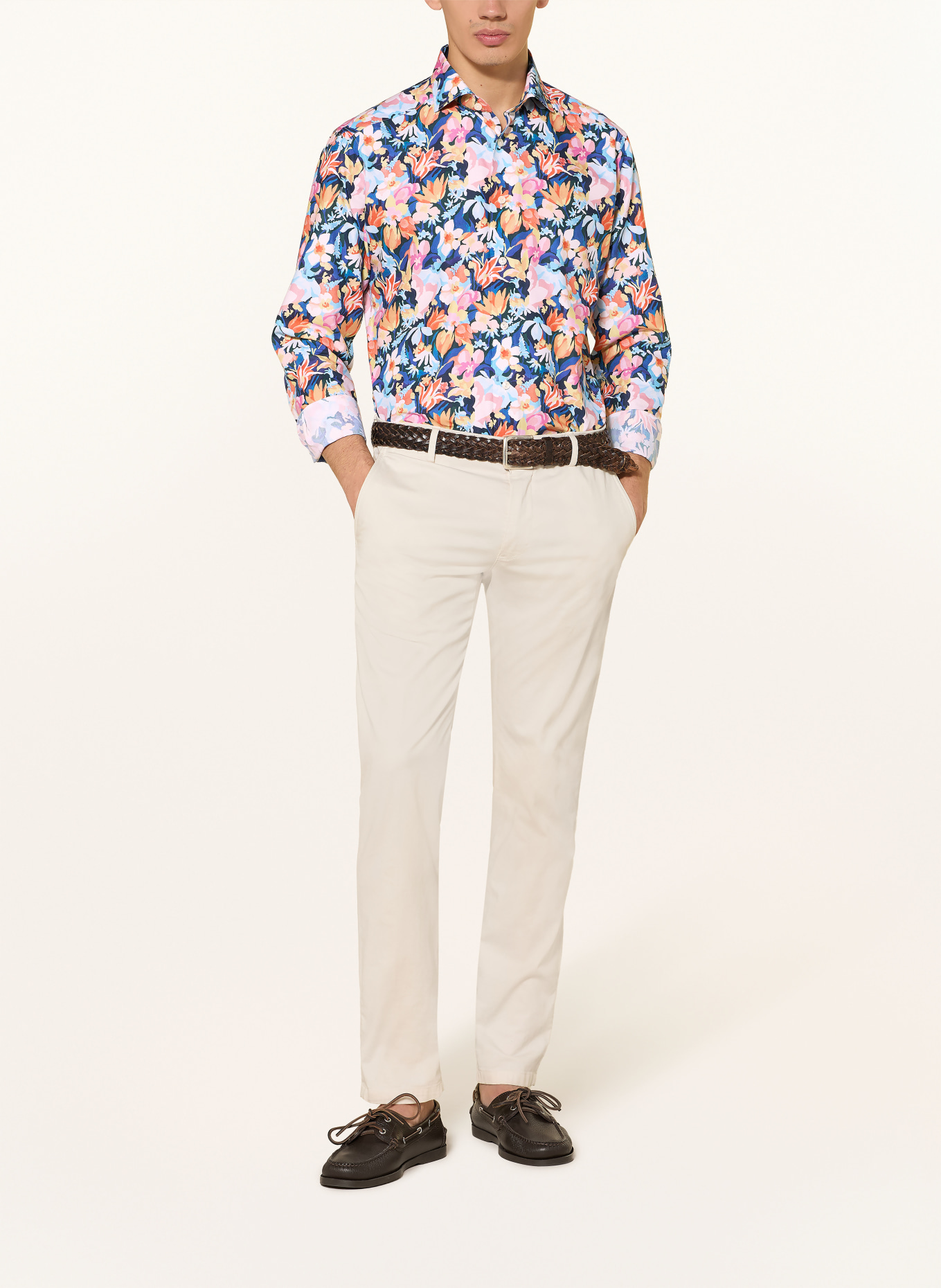 ETON Slim fit shirt: BLUE / ORANGE / YELLOW