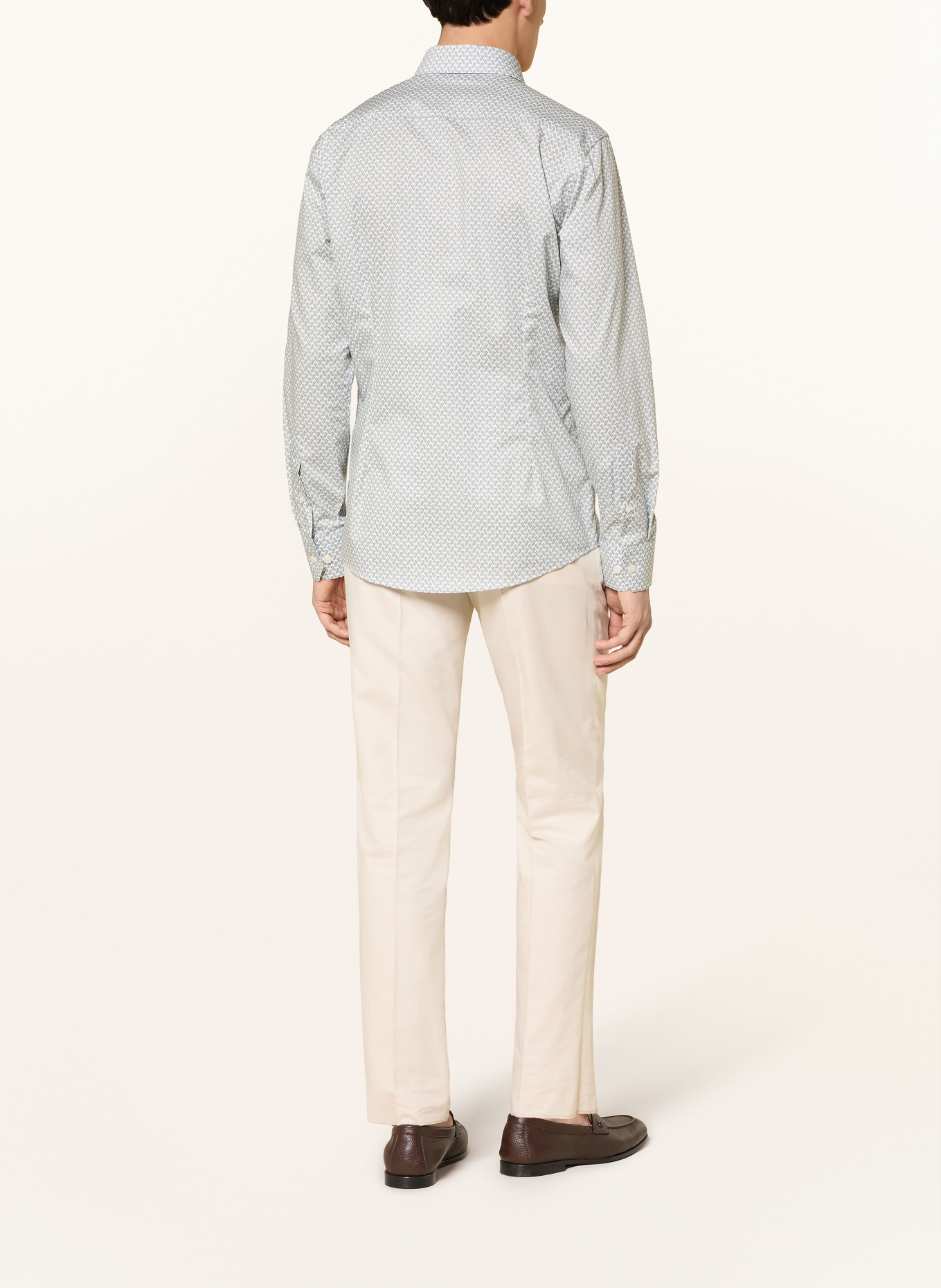 ETON Slim fit shirt: OLIVE / BLUE GRAY / WHITE