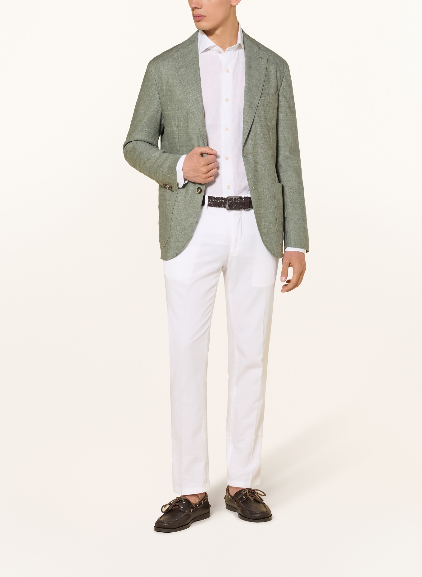 ETON Sakko Regular Fit mit Leinen: GRÜN