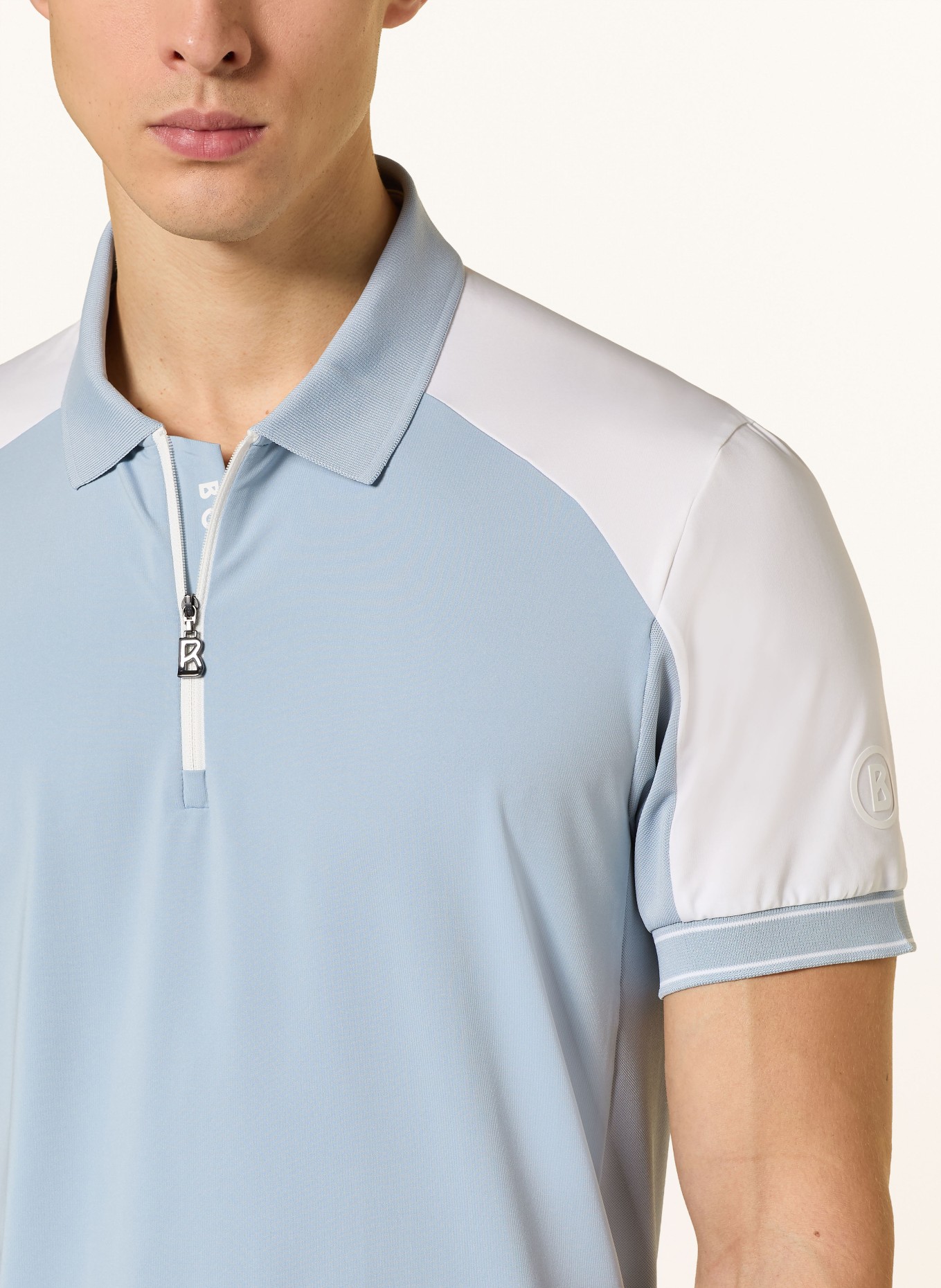 BOGNER Polo en jersey FABIUS: BLEU CLAIR / BLANC