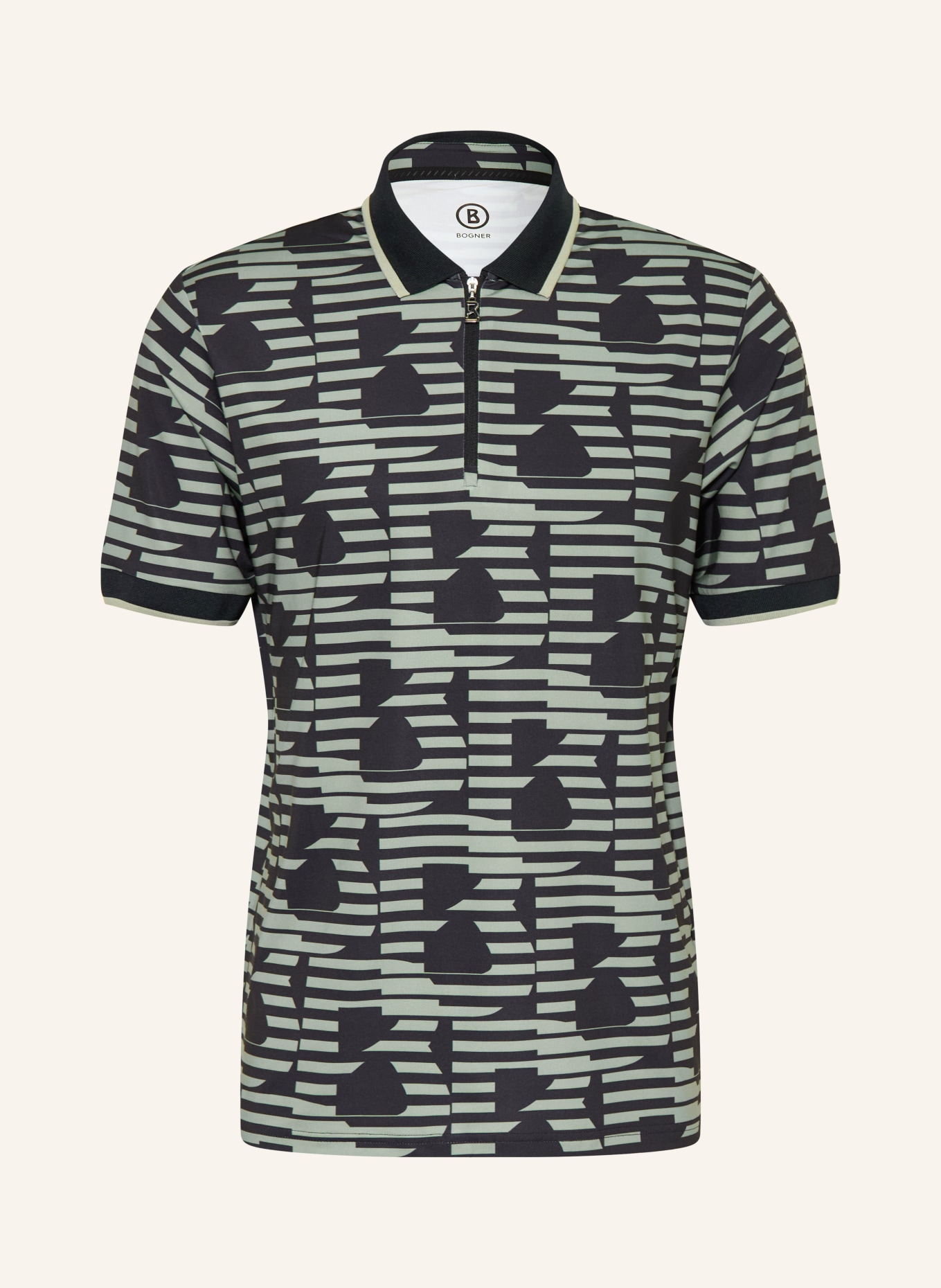 BOGNER Polo en jersey VALENTIN: NOIR / VERT CLAIR